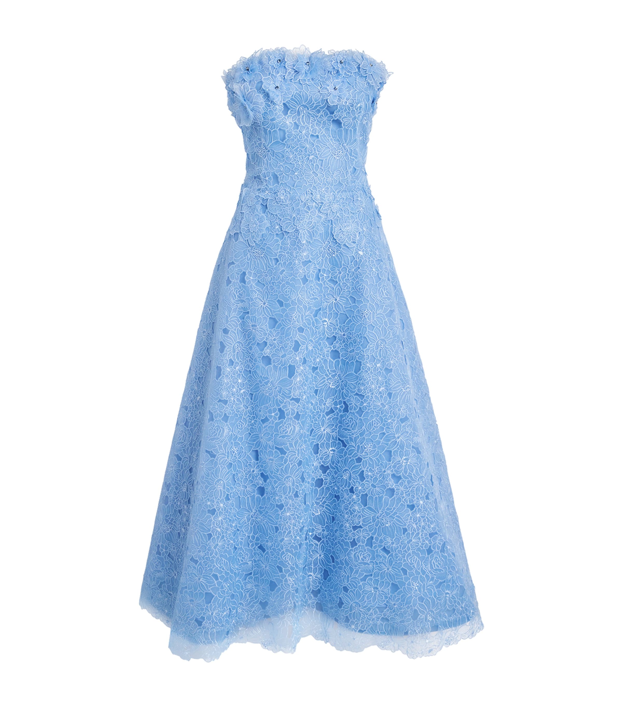 Costarellos Womens Lace Anessa Midi Dress Light Blue