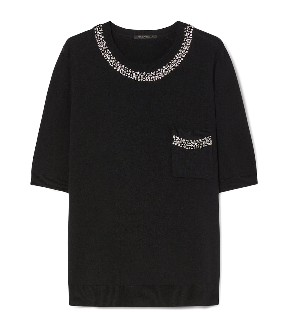 Embellished Short-Sleeve Sweater