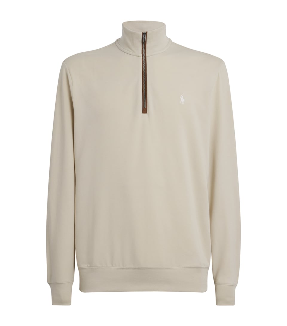 Cotton-Blend Polo Pony Quarter-Zip Sweater