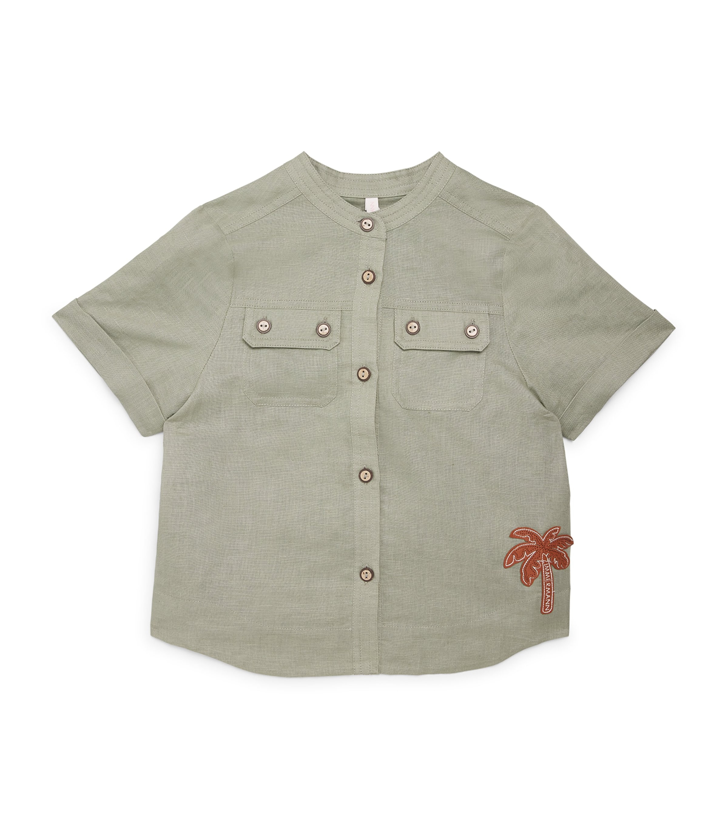 Zimmermann Kids Linen-Cotton Indra Shirt (2-12 Years) Khaki