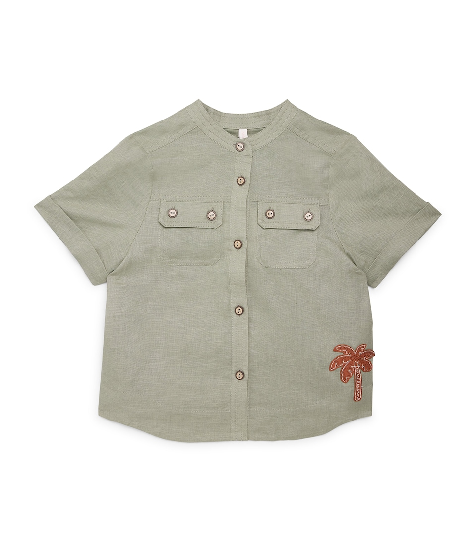 Zimmermann Kids Linen-Cotton Indra Shirt (2-12 Years) Khaki