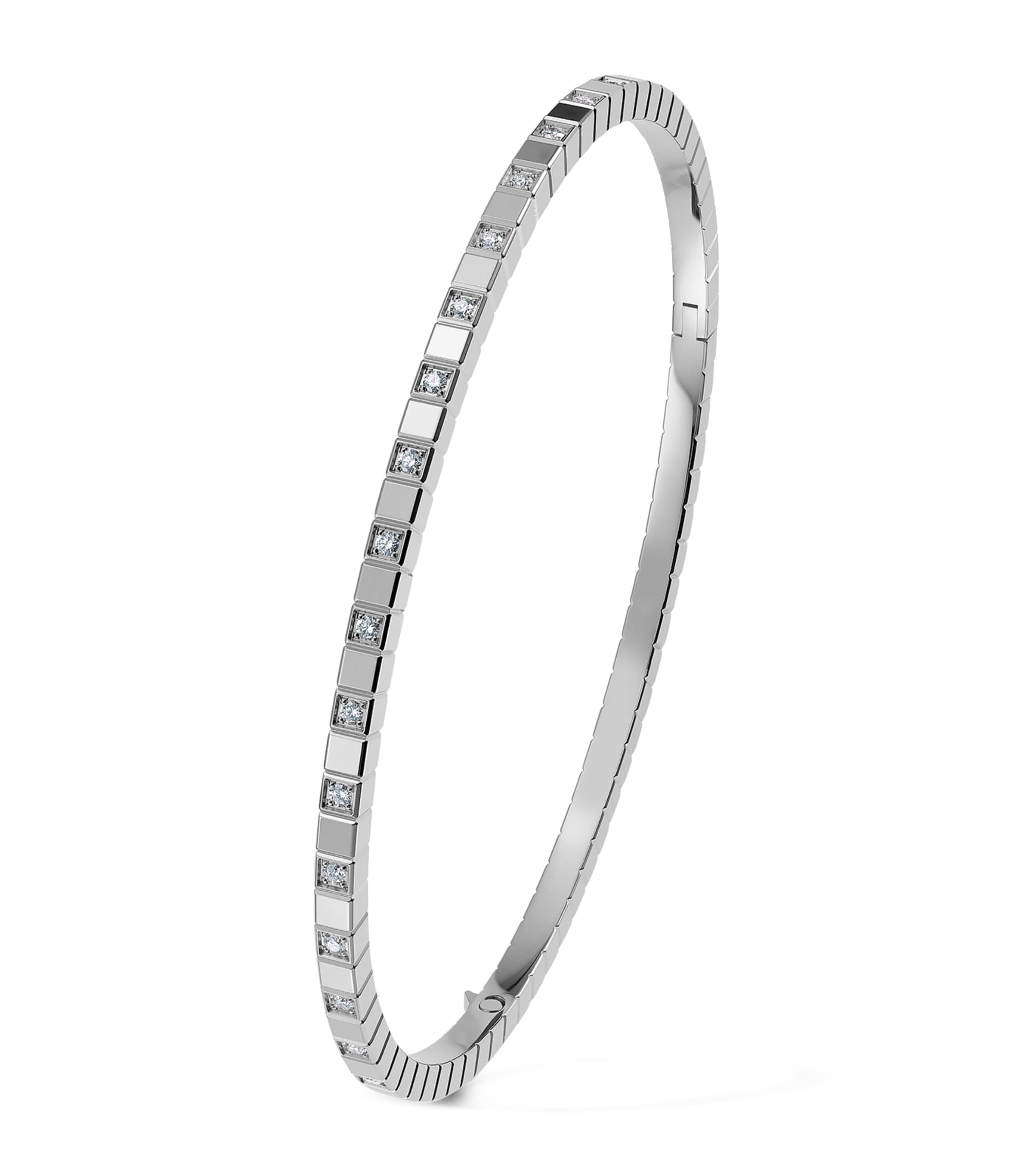 White Gold and Diamond Ice Cube Bangle