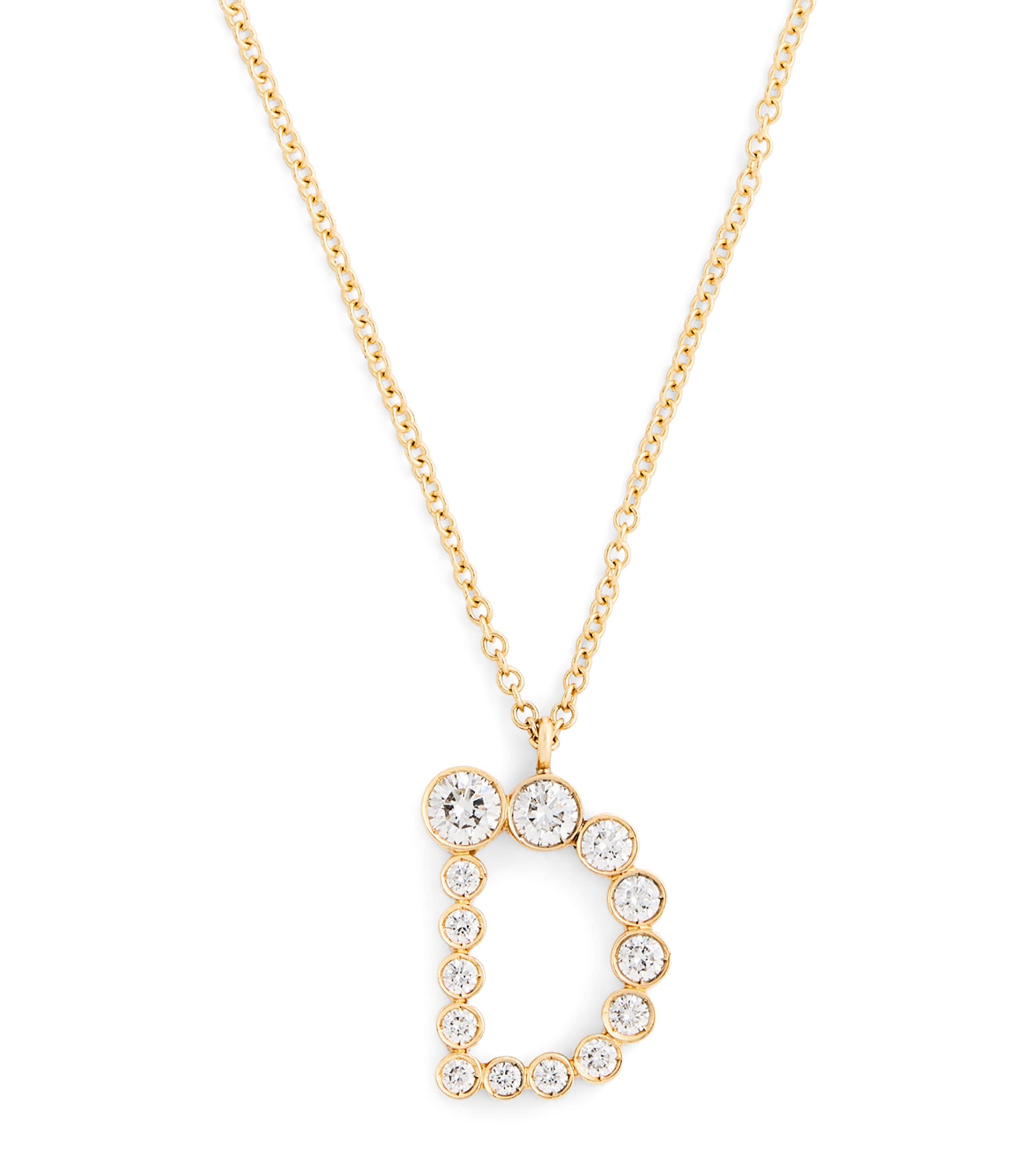 Sophie Bille Brahe Yellow Gold and Diamond Soprano 'D' Necklace Yellow Gold