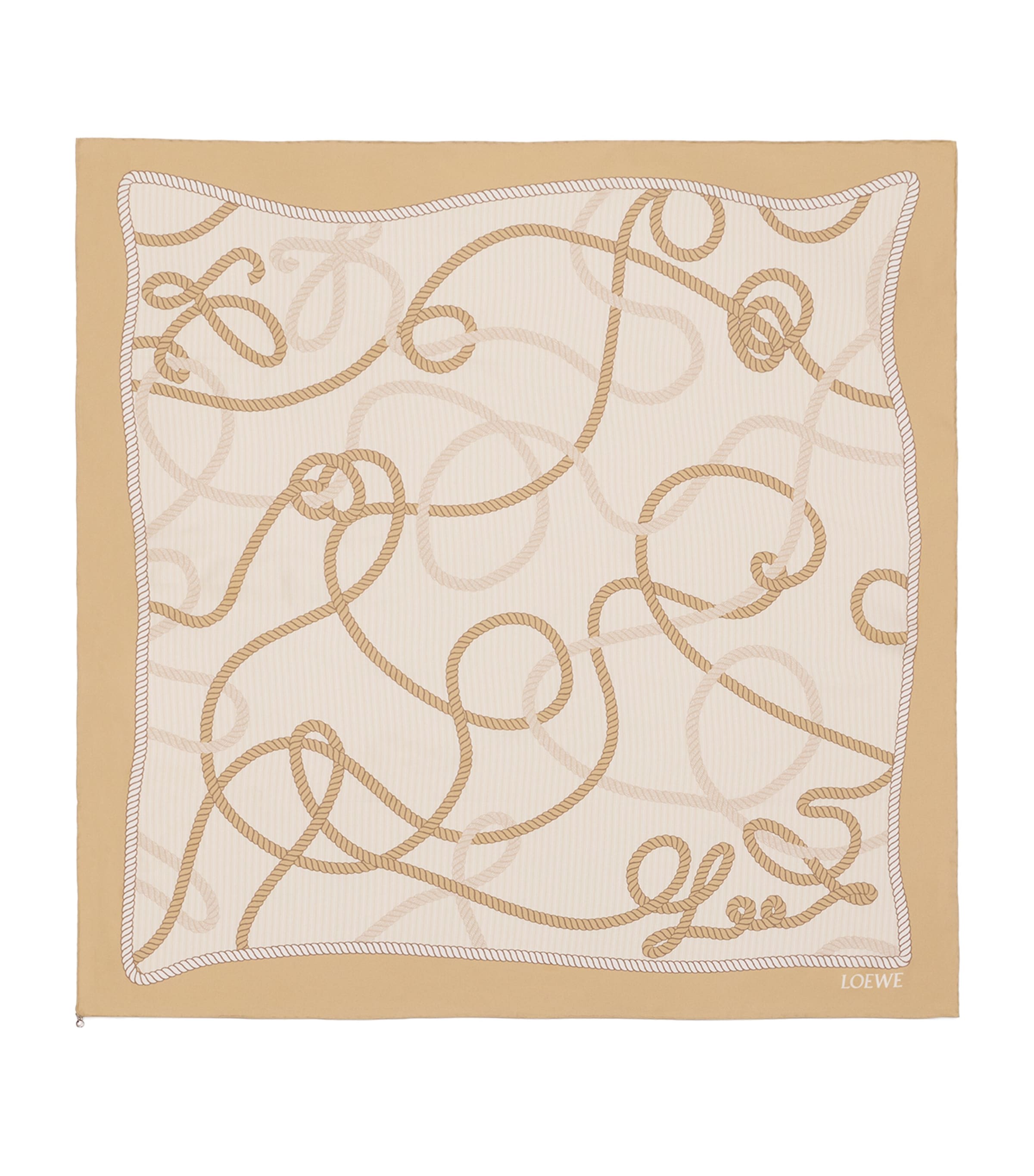 LOEWE Silk Twill Scarf Beige/yellow