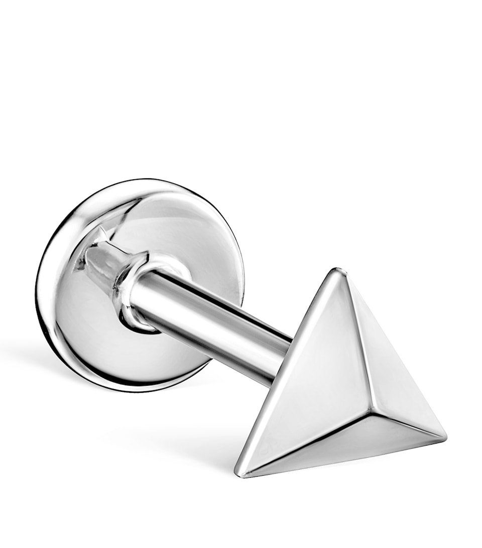 White Gold Faceted Triangle Threaded Stud Earring (3.5mm)