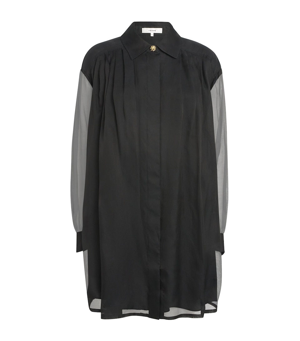 FRAME Womens Silk-Cotton Organza Swing Mini Dress Blk Black