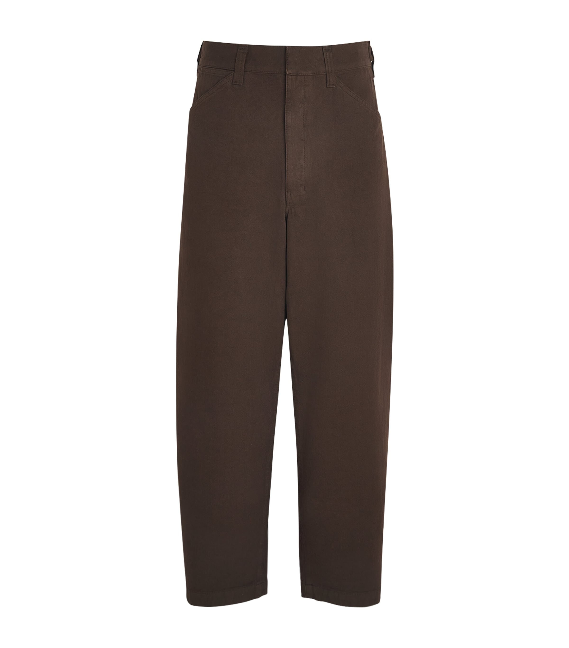 Lemaire Mens Cotton Workwear Wide-Leg Trousers Ristretto