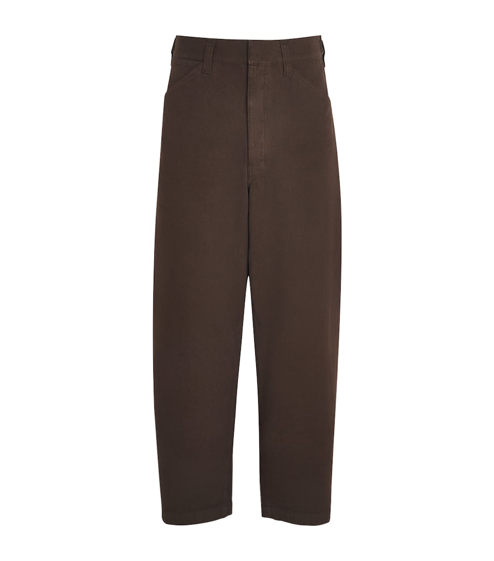 Lemaire Mens Cotton Workwear Wide-Leg Trousers Ristretto
