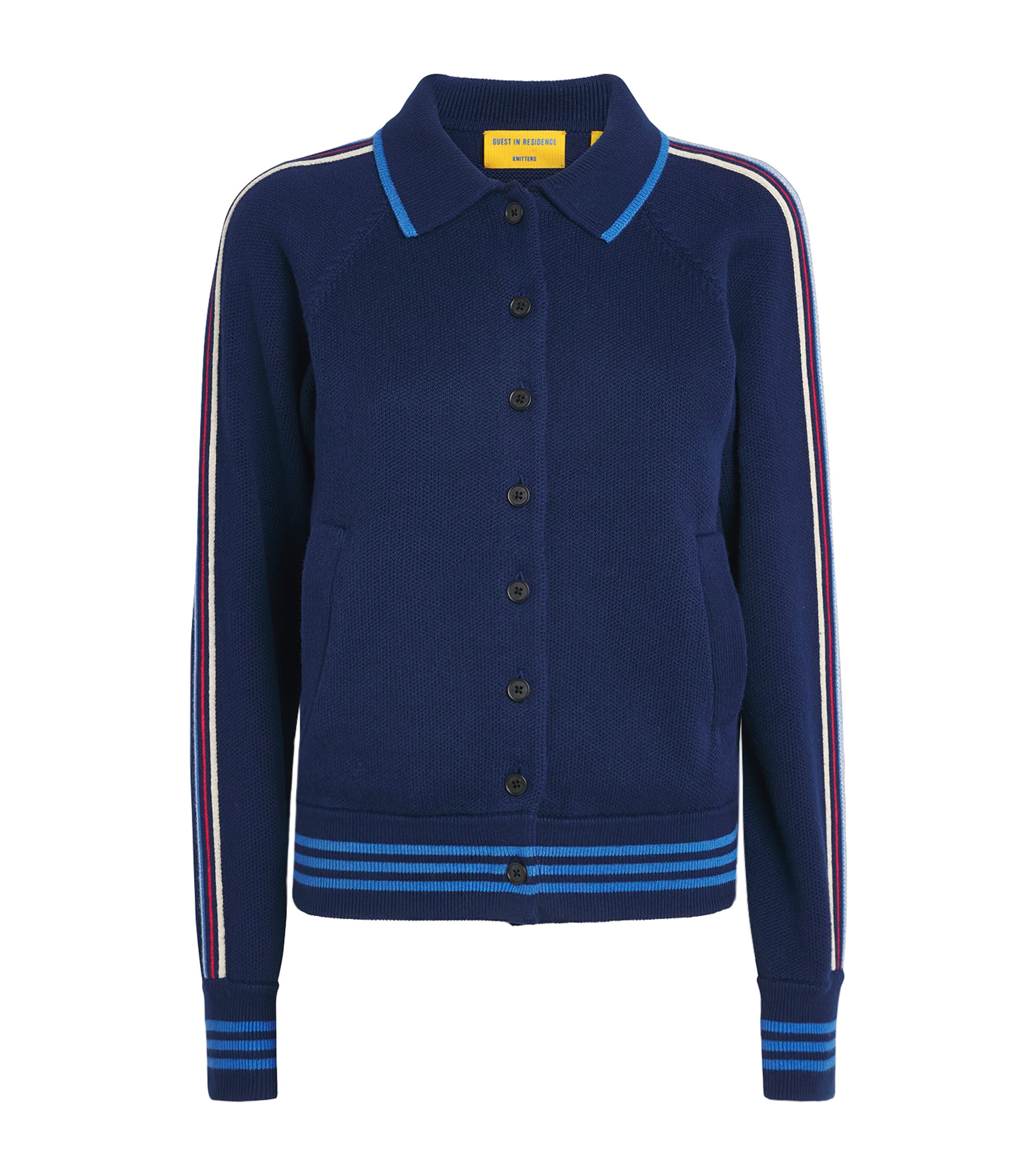 Cotton-Blend Varsity Collared Cardigan
