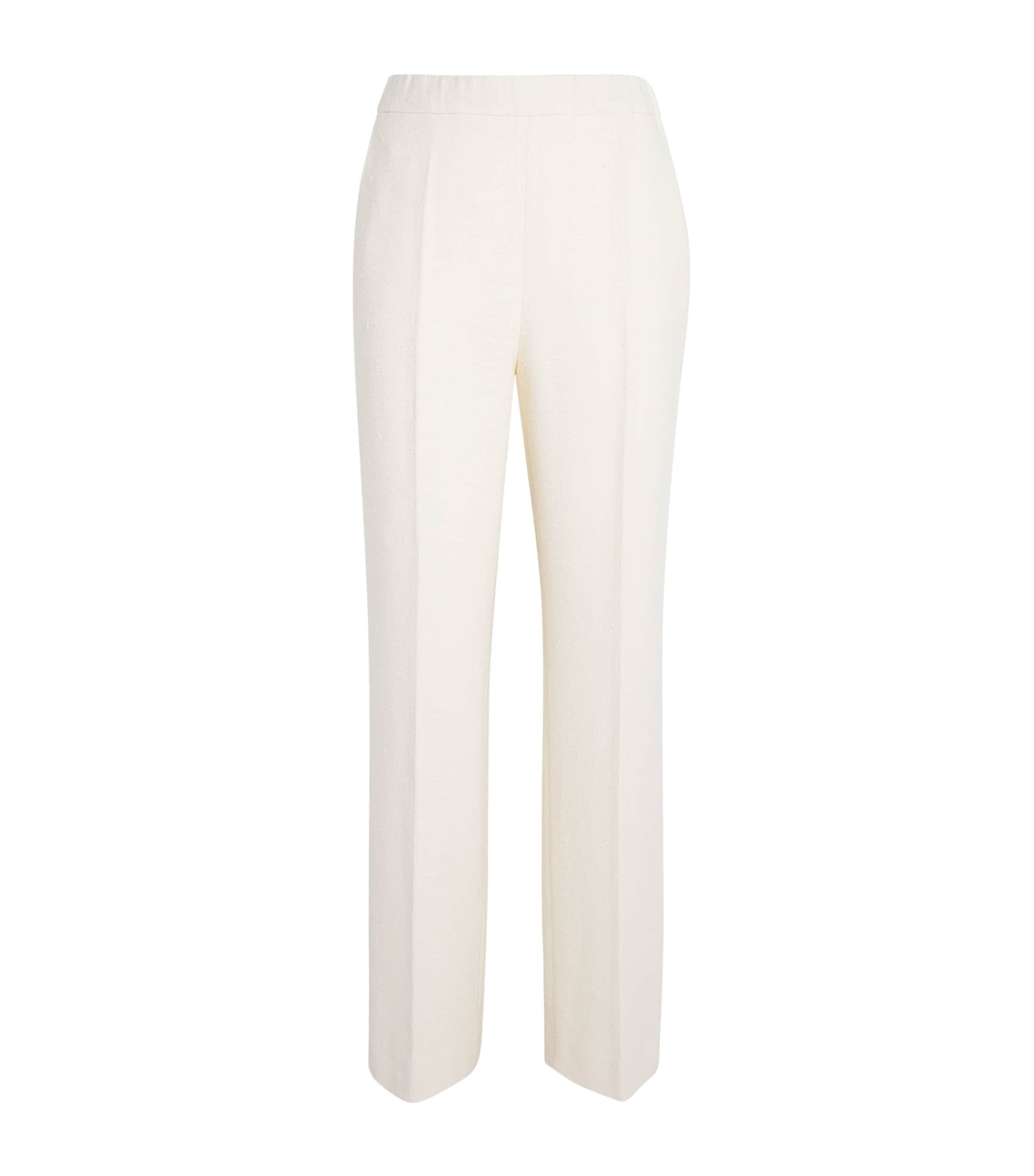 NOMADISSEM Womens Wool-Sik-Linen-Blend Tan Trousers Cream