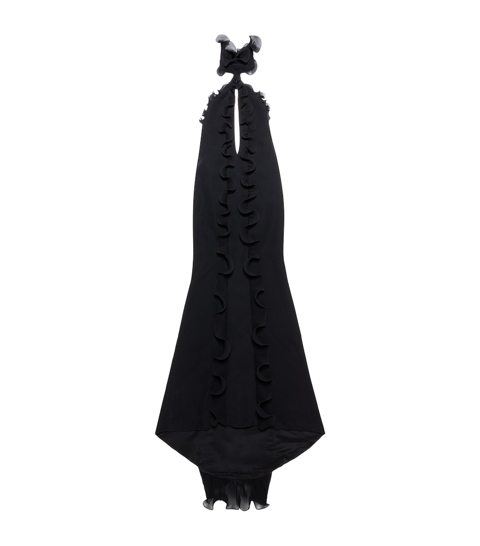 TOM FORD Womens Silk Crepe Ruffle Maxi Dress Naa