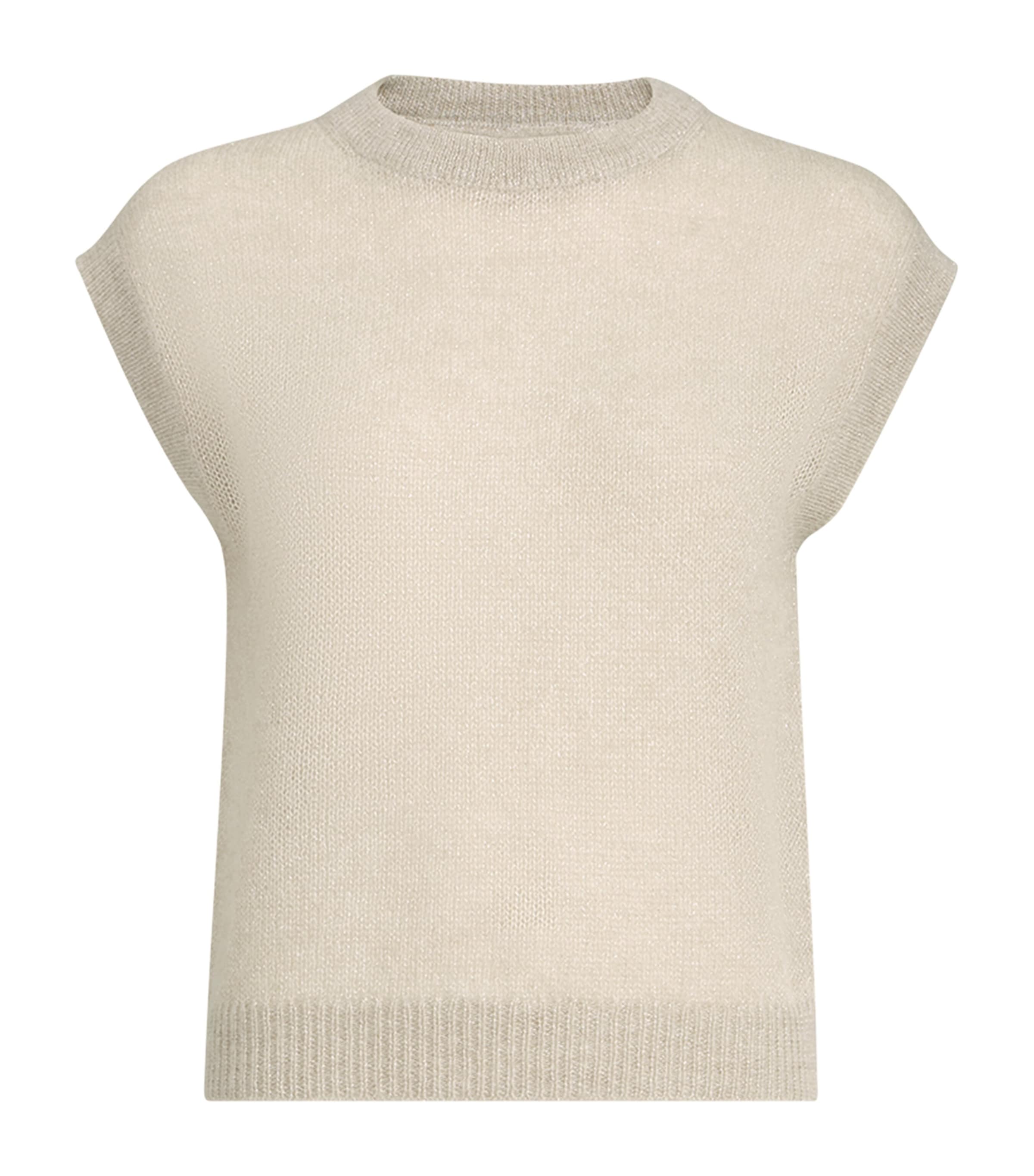 Brunello Cucinelli Womens Mohair-Blend Sweater Vest Avorio