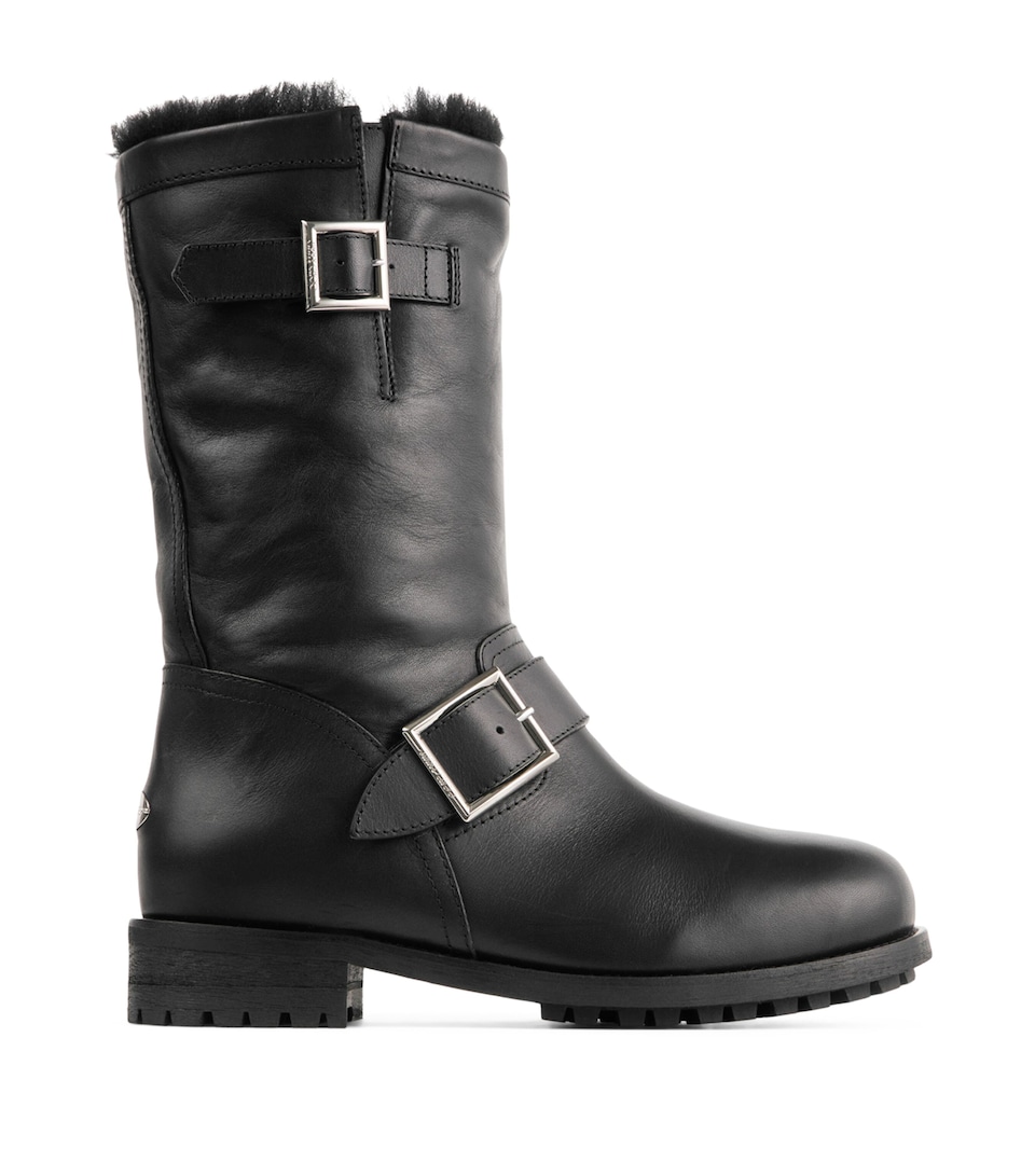 Jimmy Choo Biker Mid Leather Boots Black/black