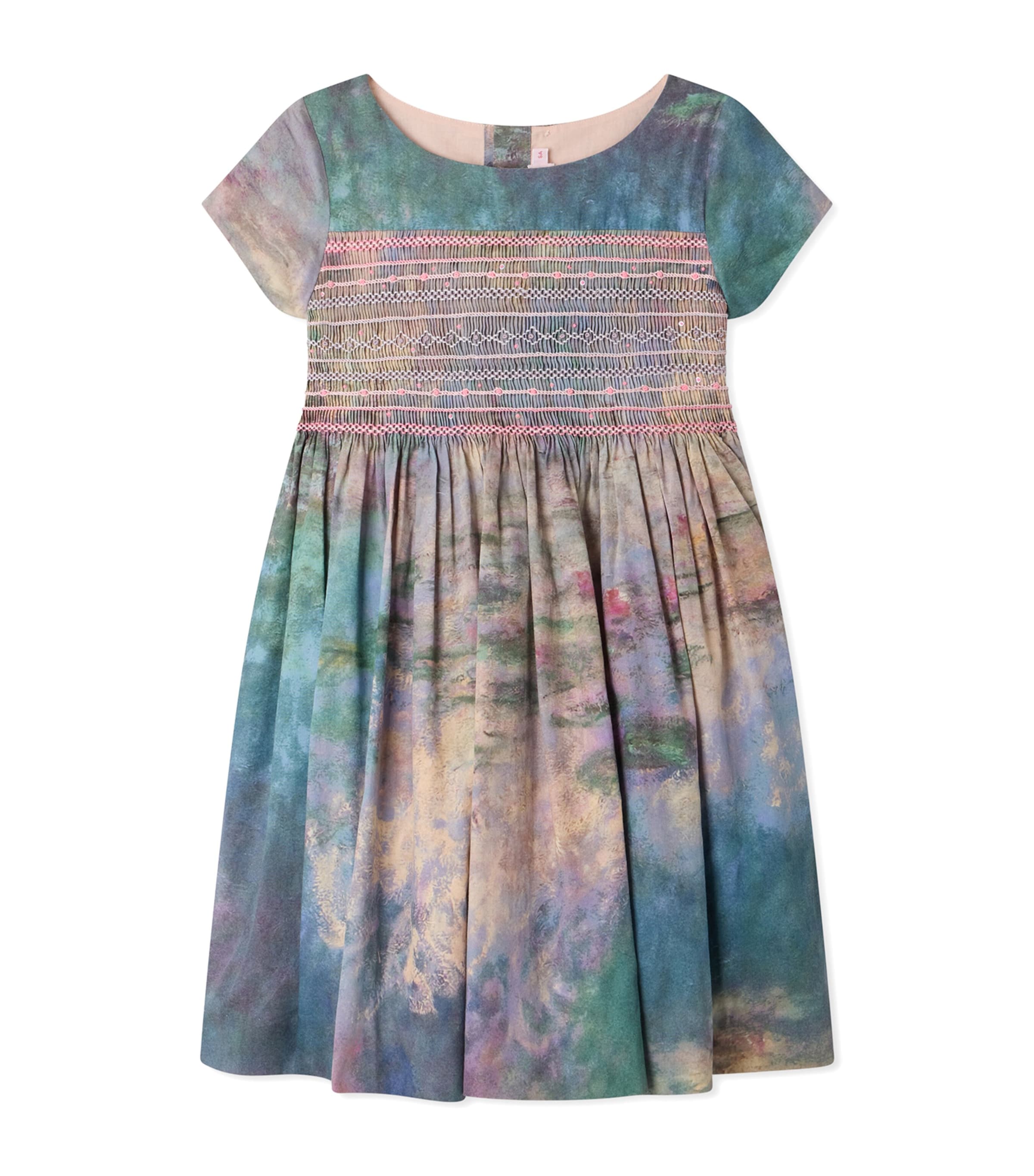 Bonpoint x MoMA Cotton Water Lillies Maruska Dress (4-8 Years) Bleu Ardoise
