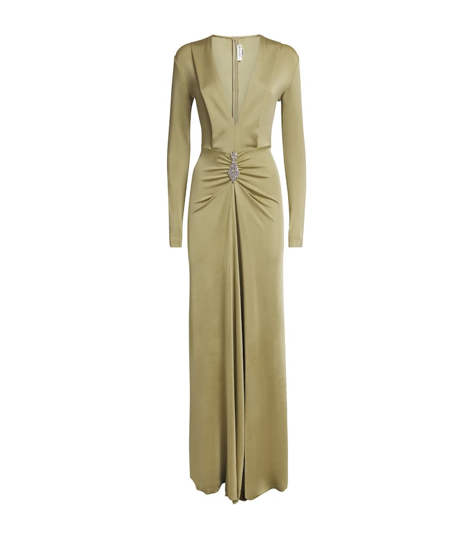 Long-Sleeve V-Neck Gown