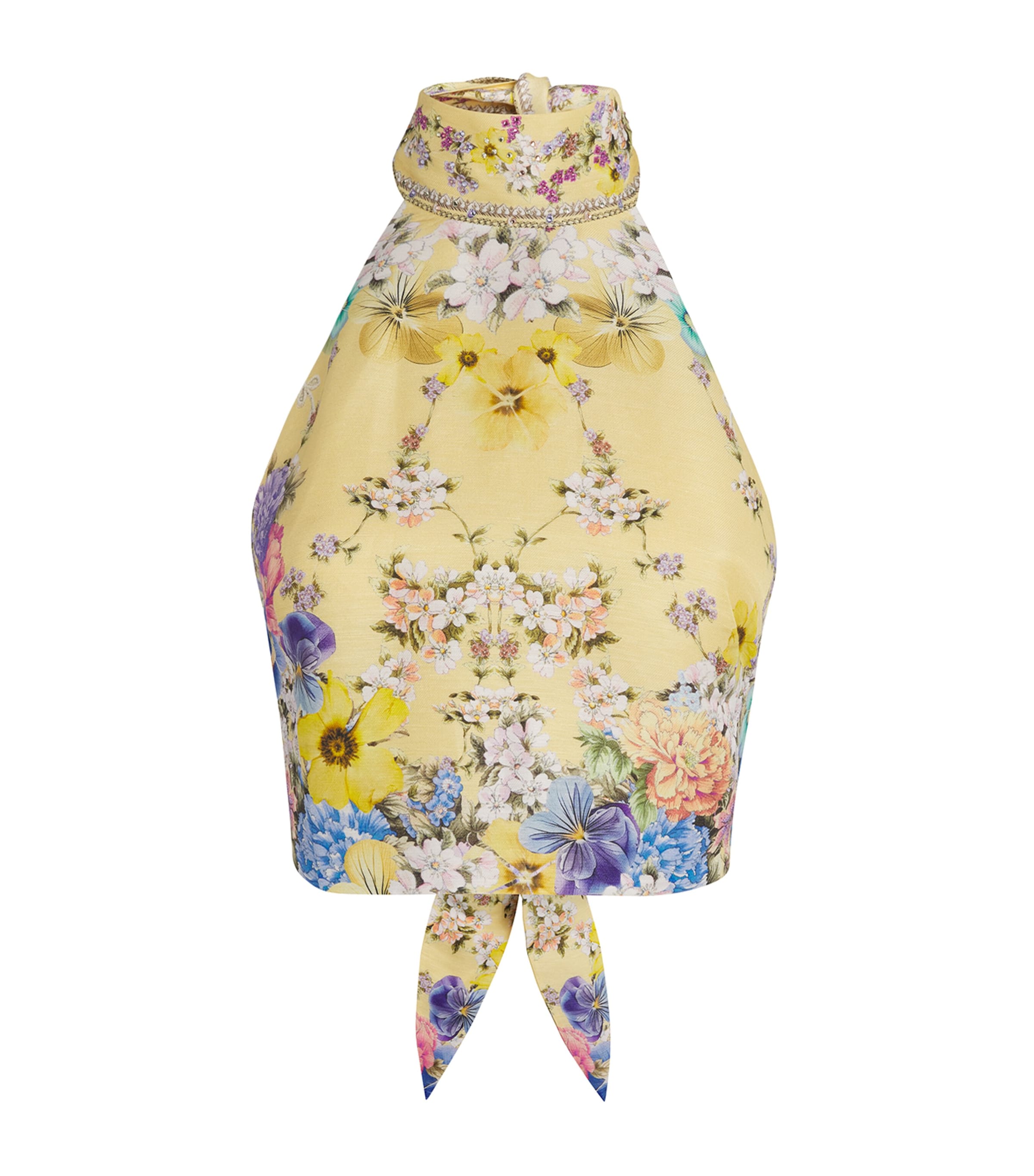 Linen-Silk Darling Buds Halter Top