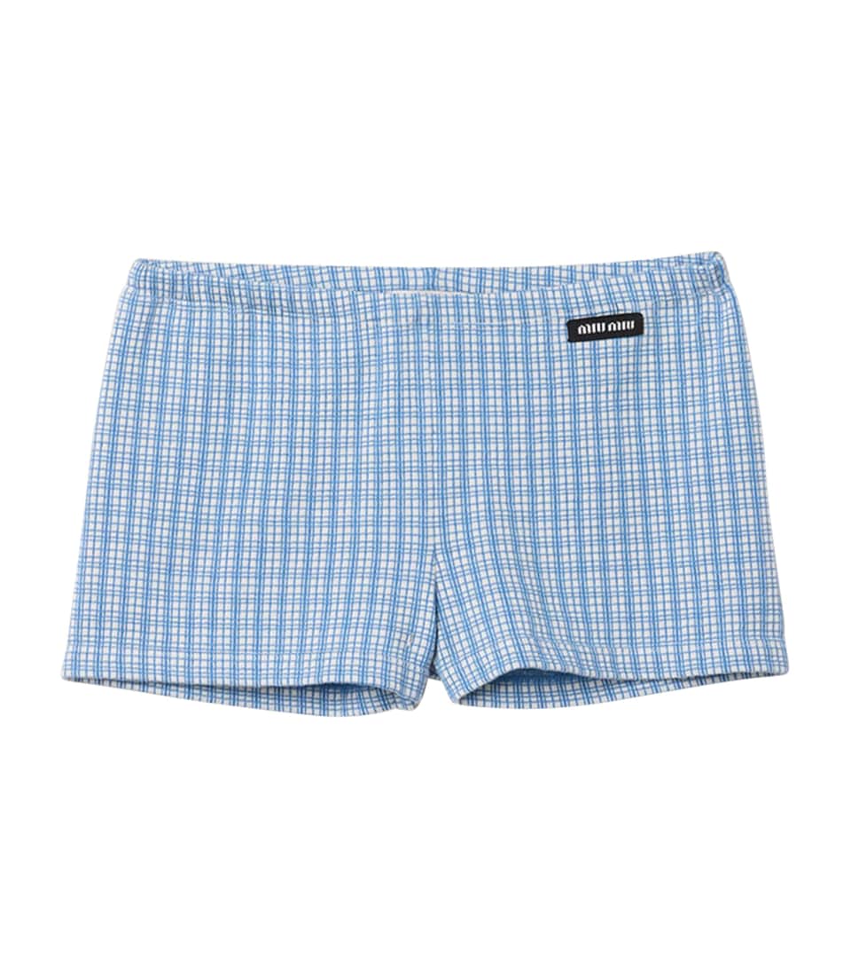 Cashmere-Silk Check Shorts