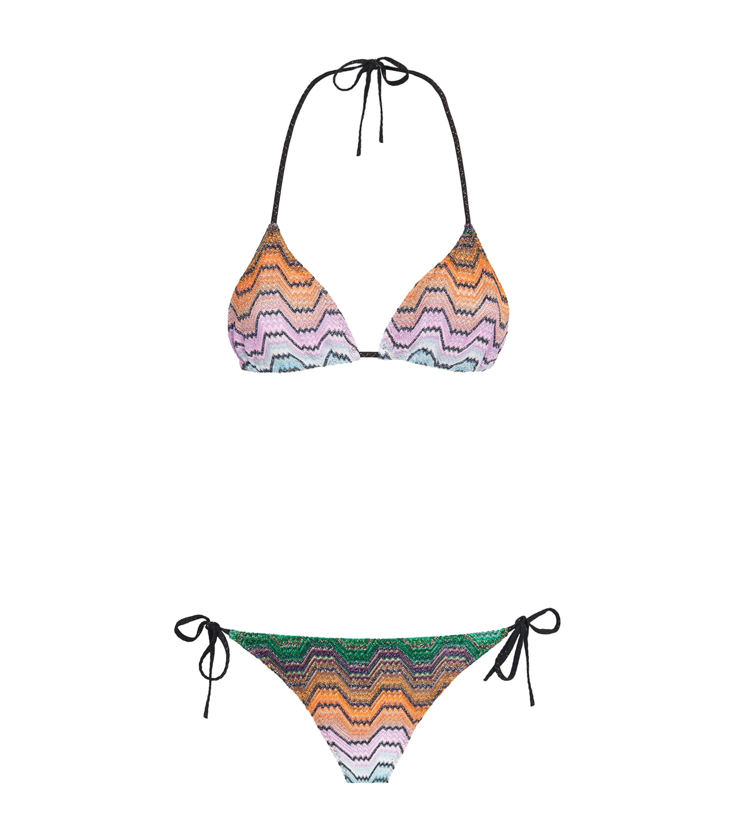 Missoni Womens Metallic Zigzag Triangle Bikini Smsnq Mlti Blk/gr/or
