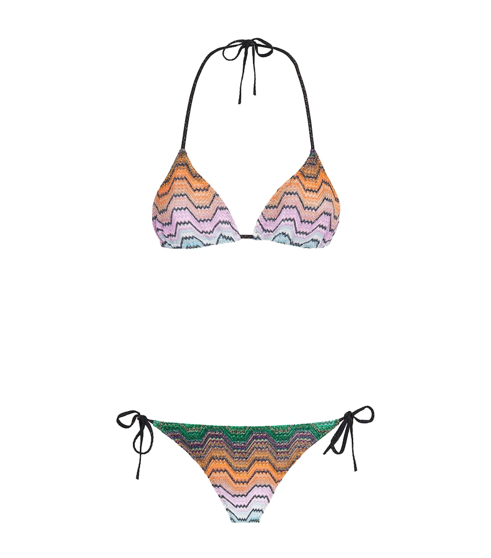 Missoni Womens Metallic Zigzag Triangle Bikini Smsnq Mlti Blk/gr/or