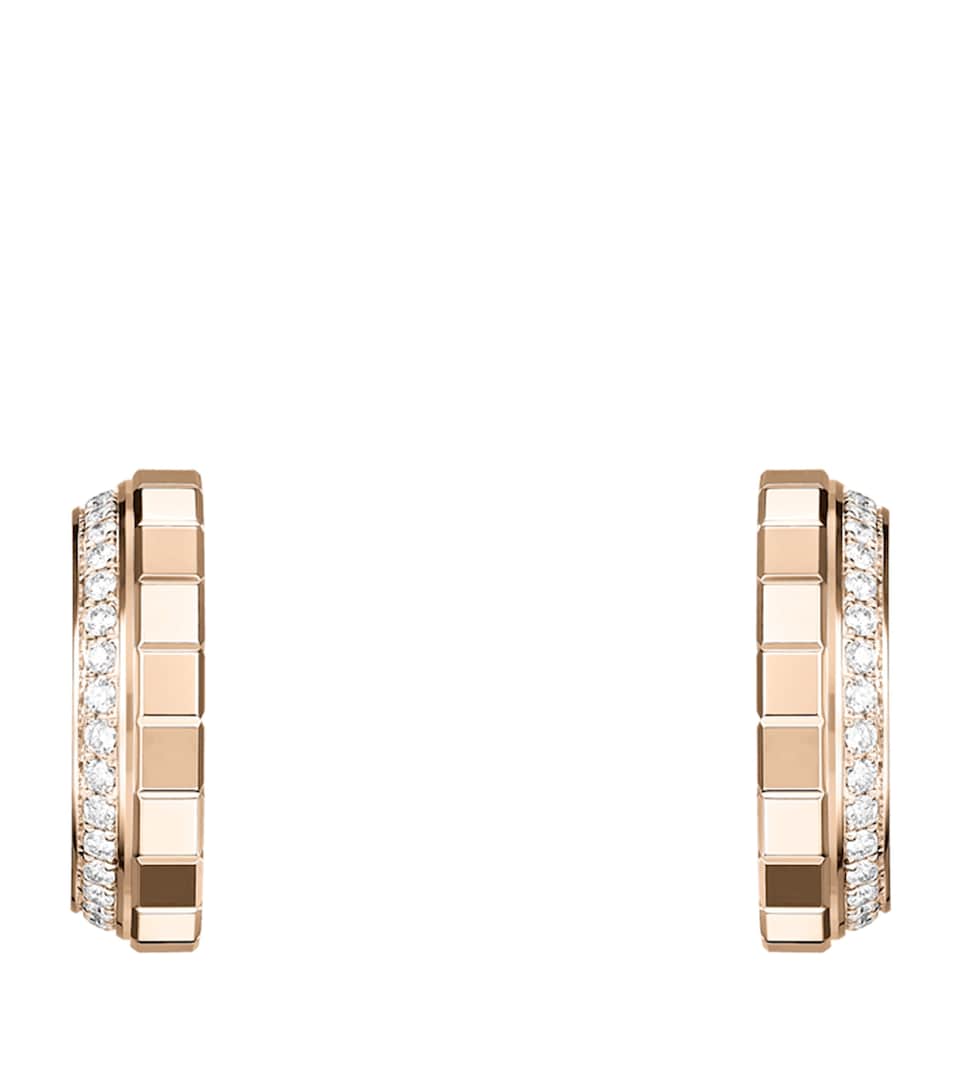 Chopard Rose Gold and Diamond Ice Cube Hoop Earrings Rose Gold