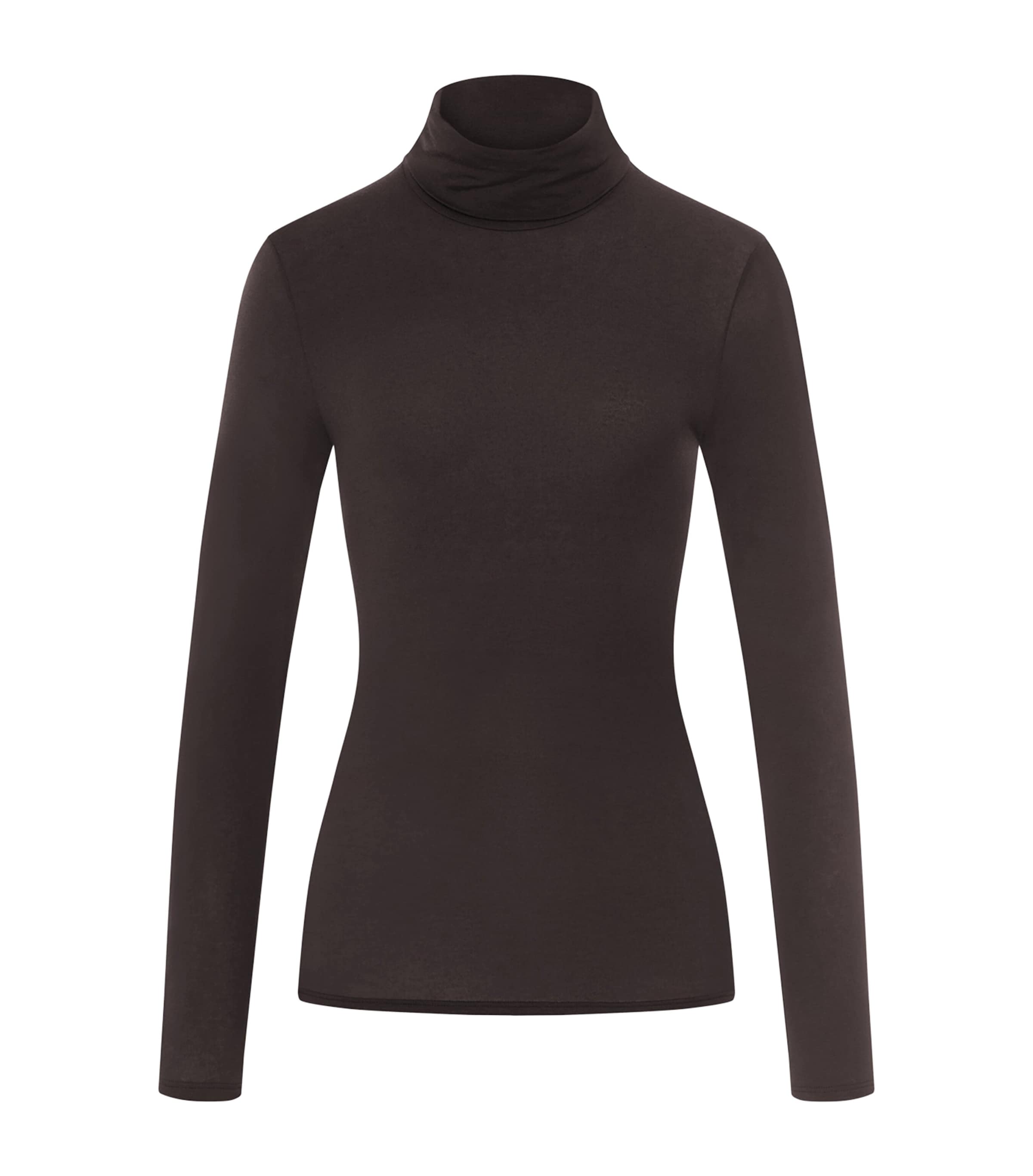 Hanro Womens Ultralight Long-Sleeve Rollneck Top Dark Mocha