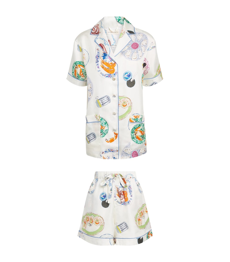 Olivia von Halle Womens Silk Seafood Ingo Pyjama Set Cordoba