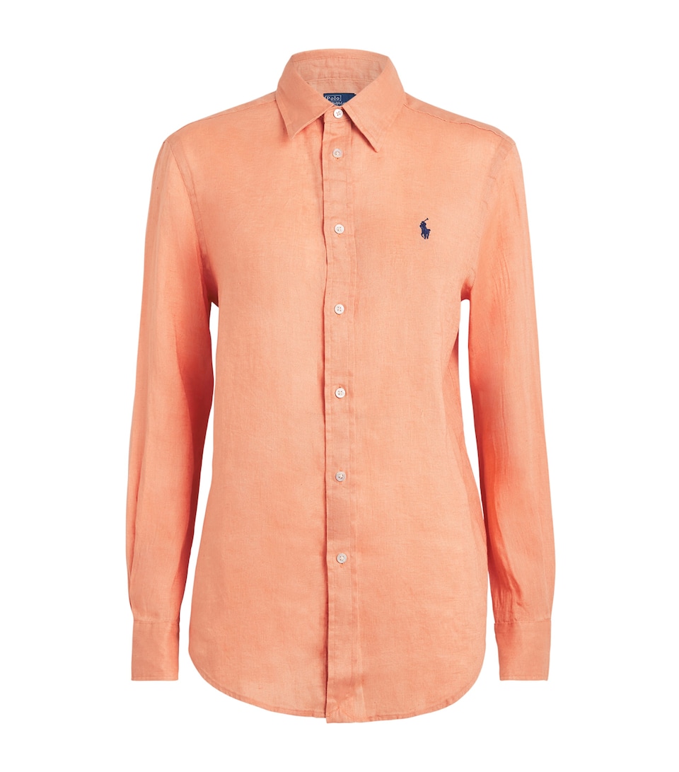 Polo Ralph Lauren Womens Linen Classic Shirt Pastel Coral