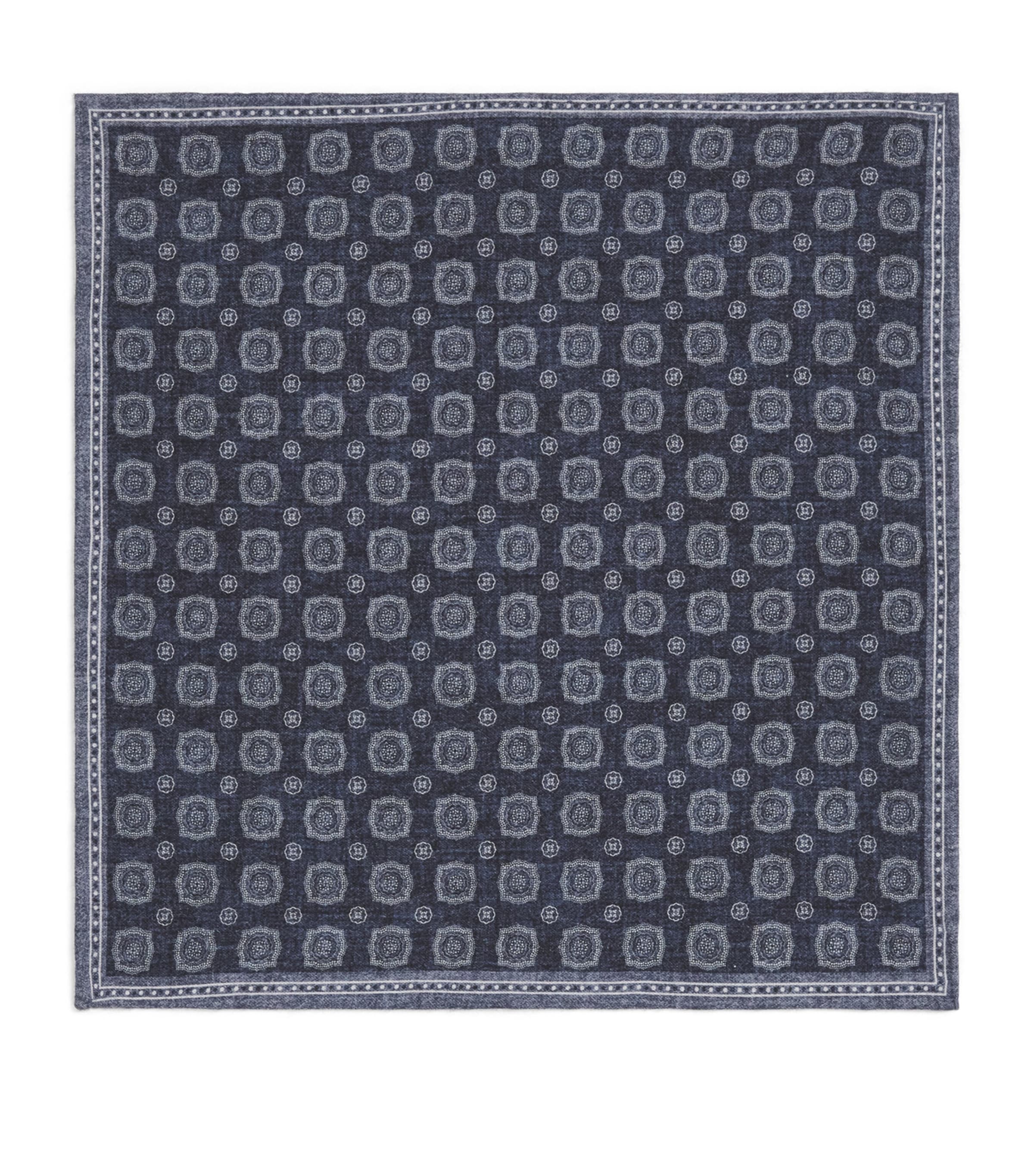 Eleventy Cotton-Wool Pocket Square Blu, Zucchero