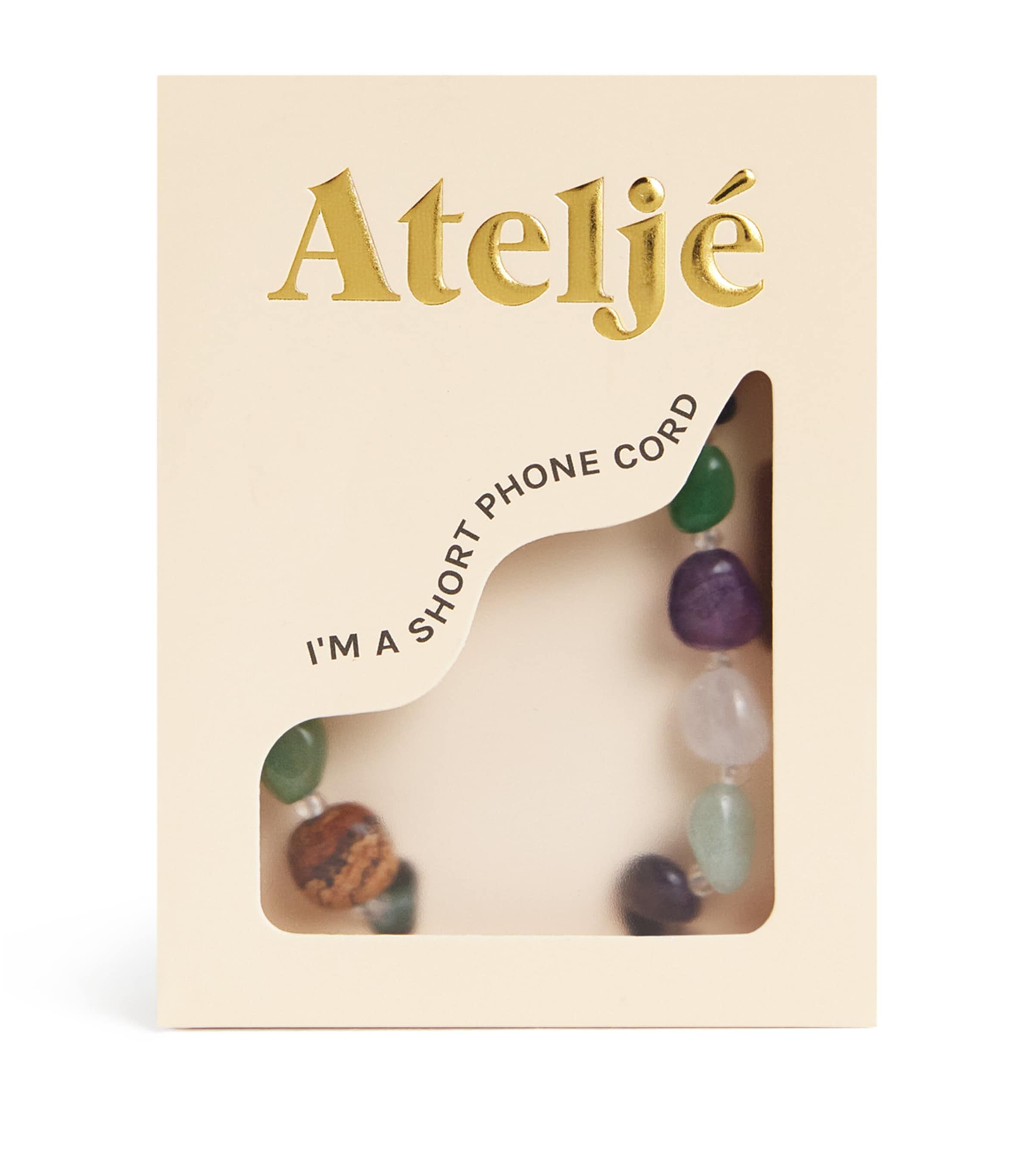 Short Beaded Crystal Clear Phone Cord