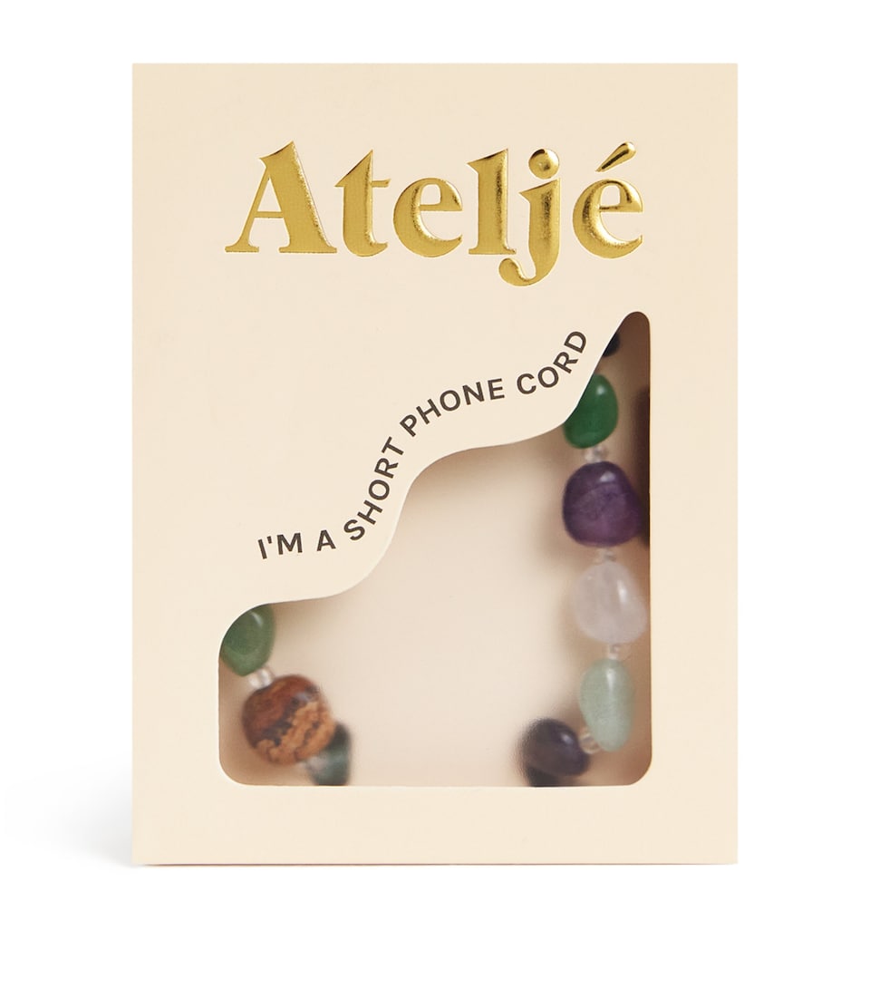 Short Beaded Crystal Clear Phone Cord