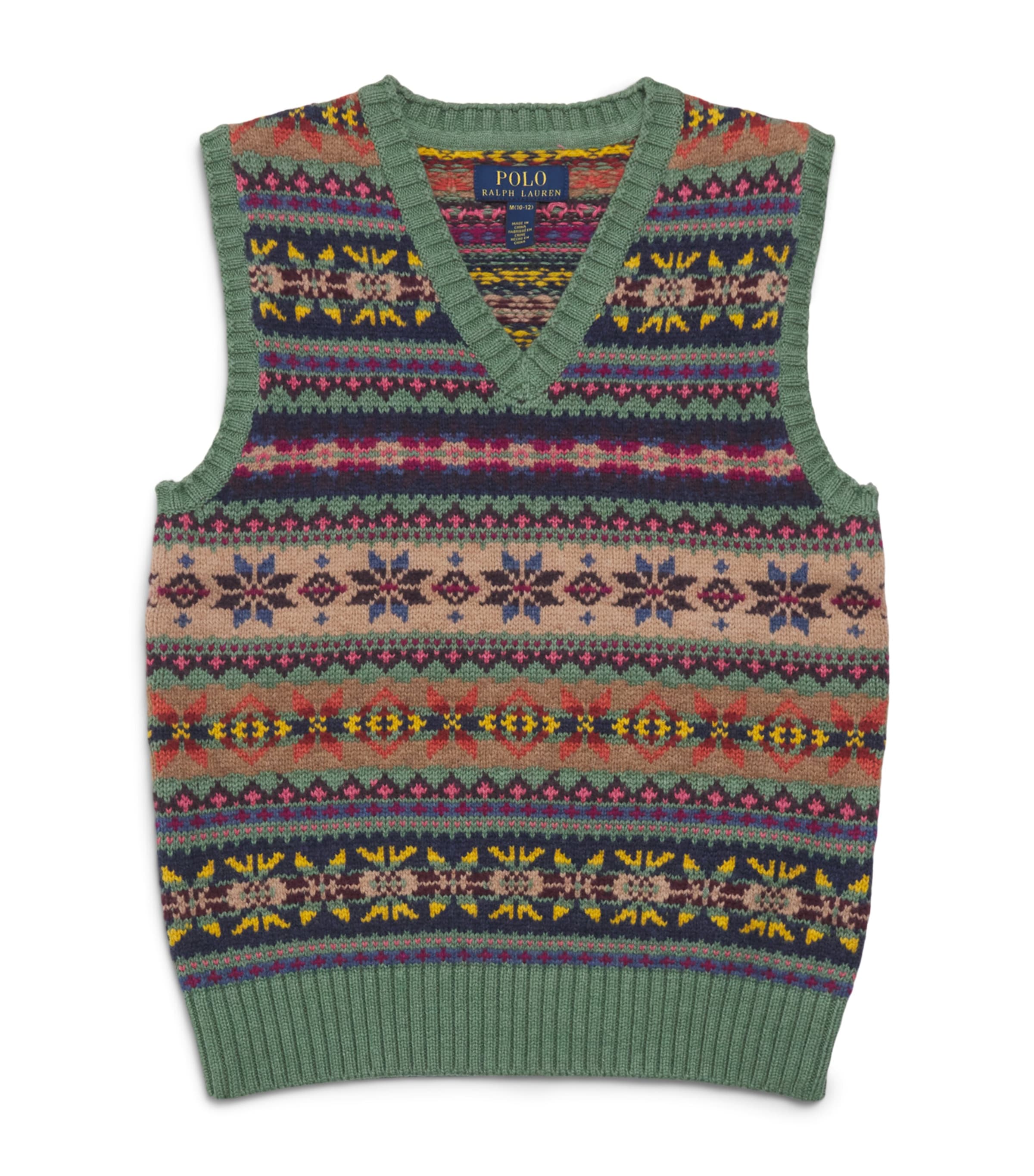 Ralph Lauren Kids Cotton-Blend Knitted Vest (6-14 Years) Faded Mint Multi