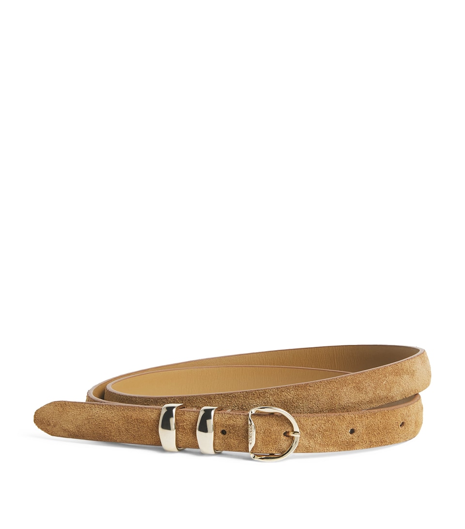 Sandro Paris Suede Buckle Belt Beige