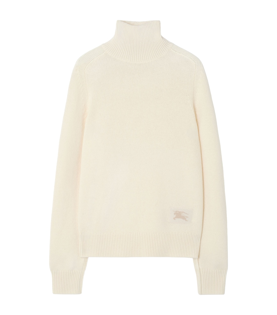 Burberry Womens Cashmere High-Neck Sweater Ceramic White