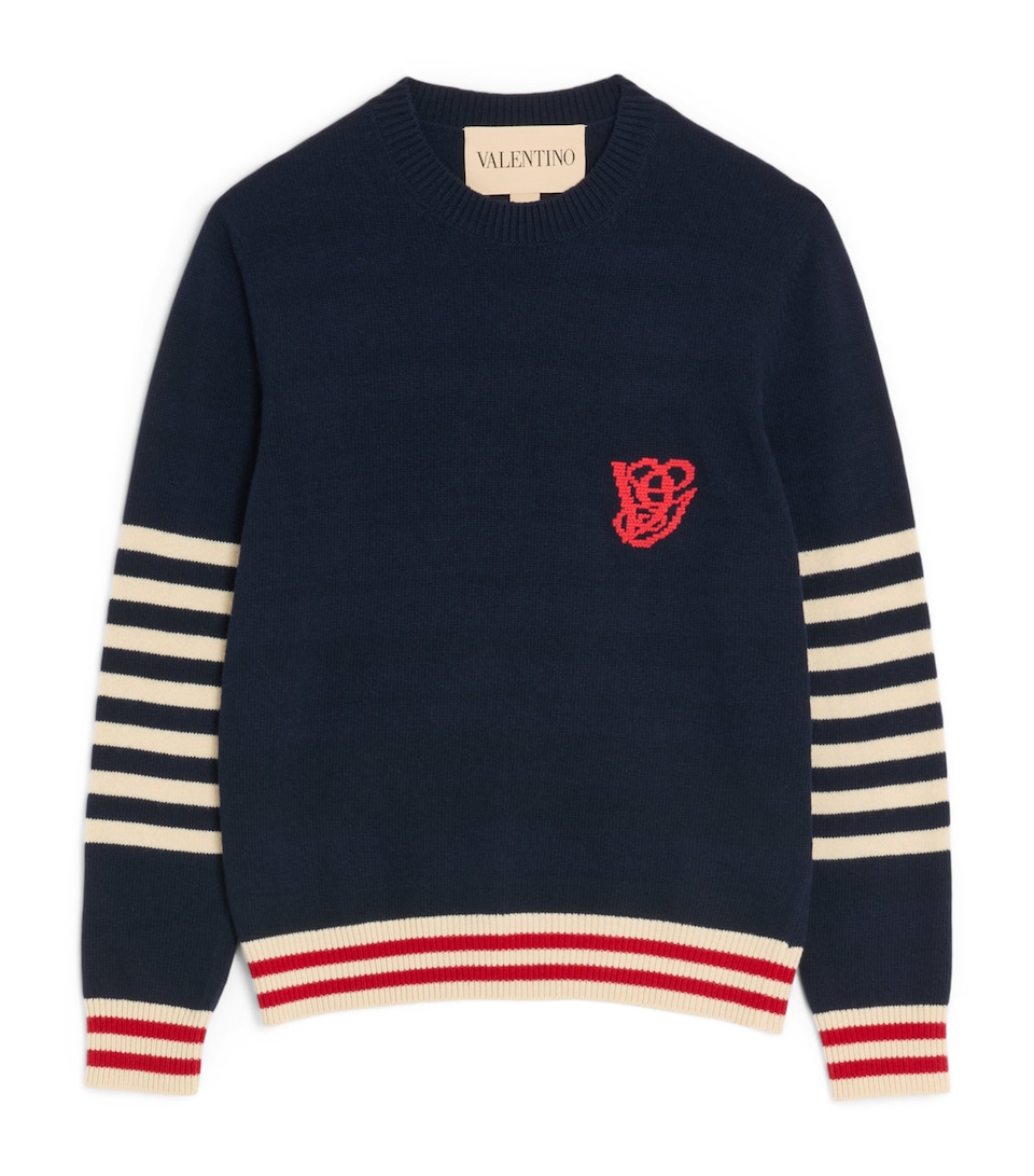Wool Embroidered Stripe Sweater