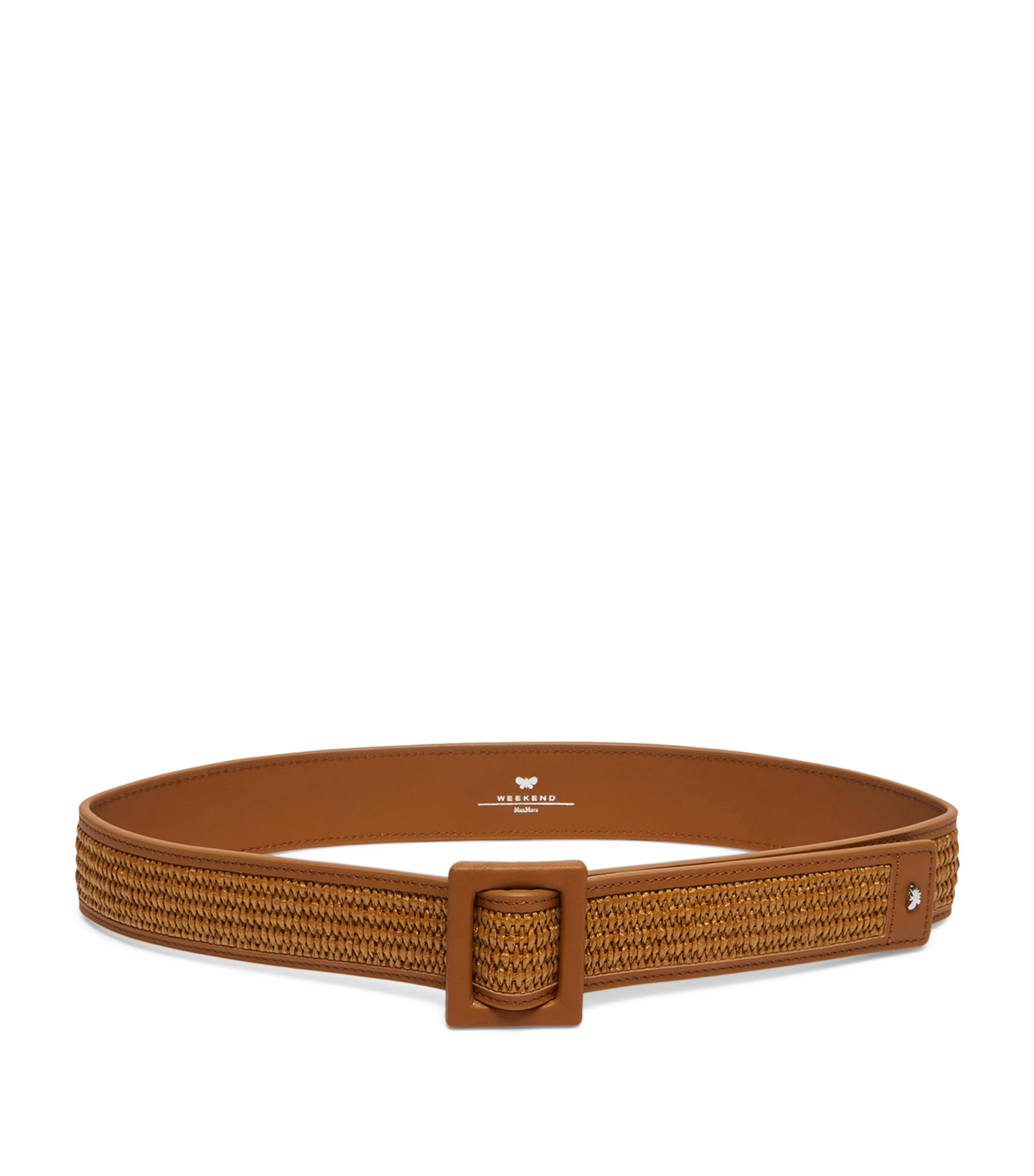 Woven Leather-Trim Belt