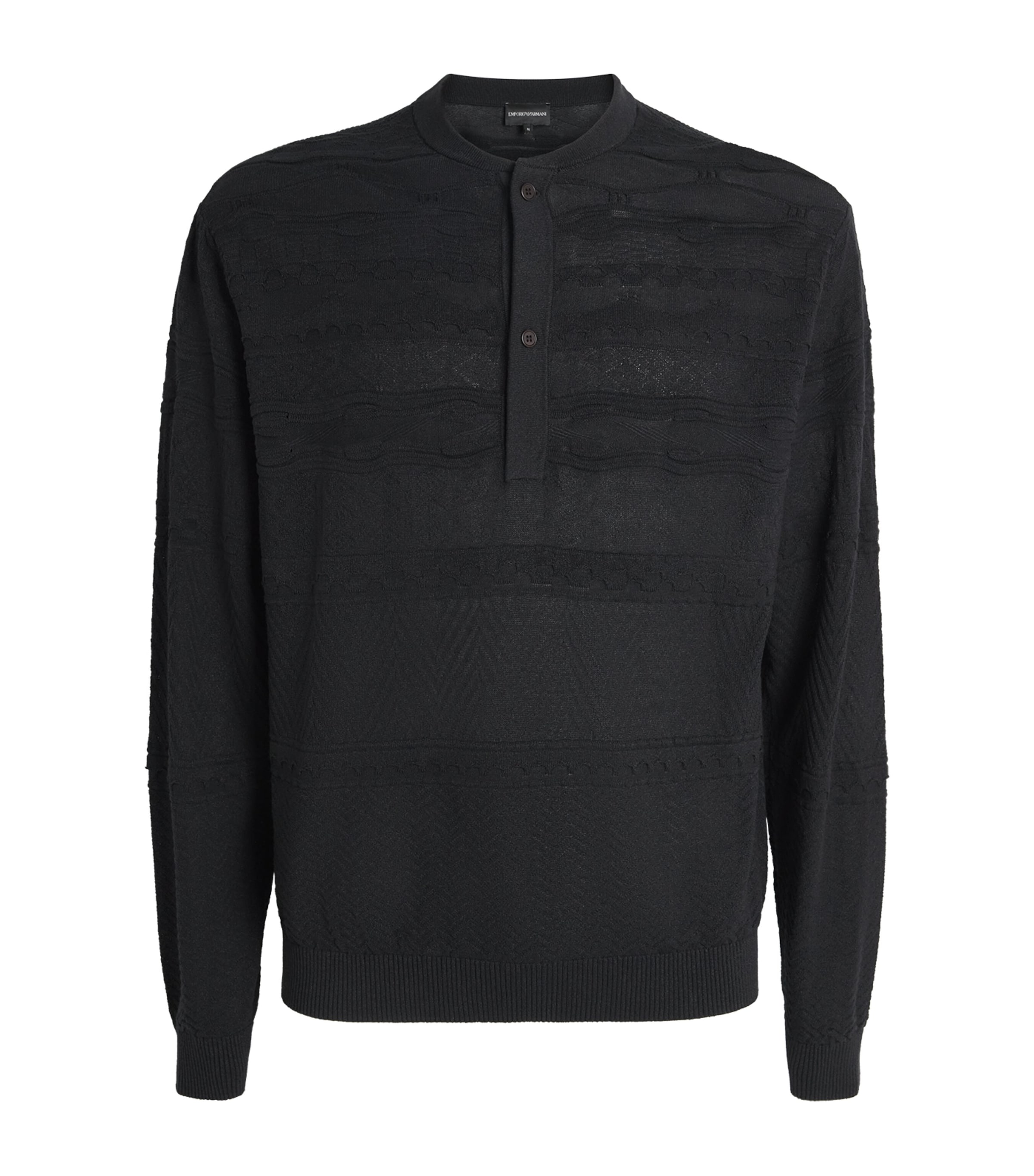 Emporio Armani Mens Knitted Long-Sleeve Henley Top