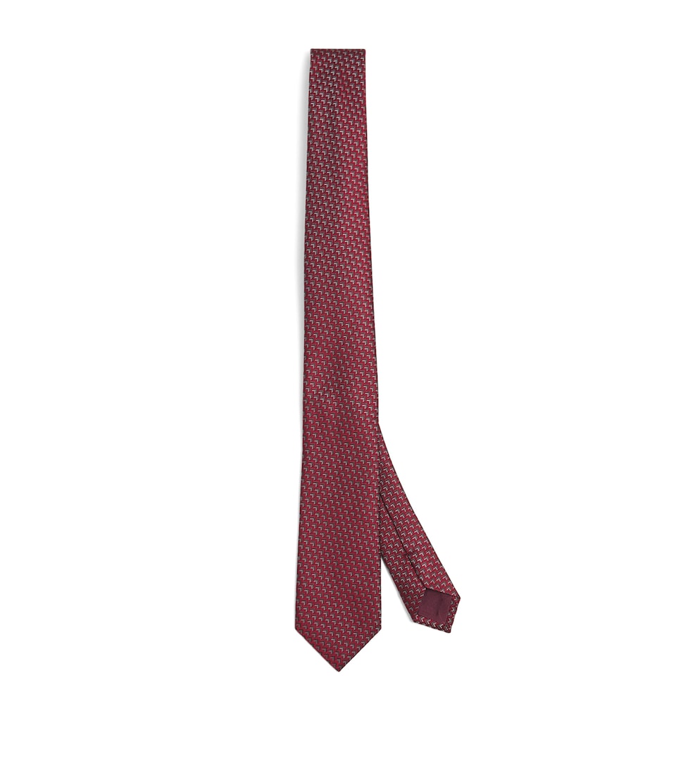 Silk Geometric Jacquard Tie