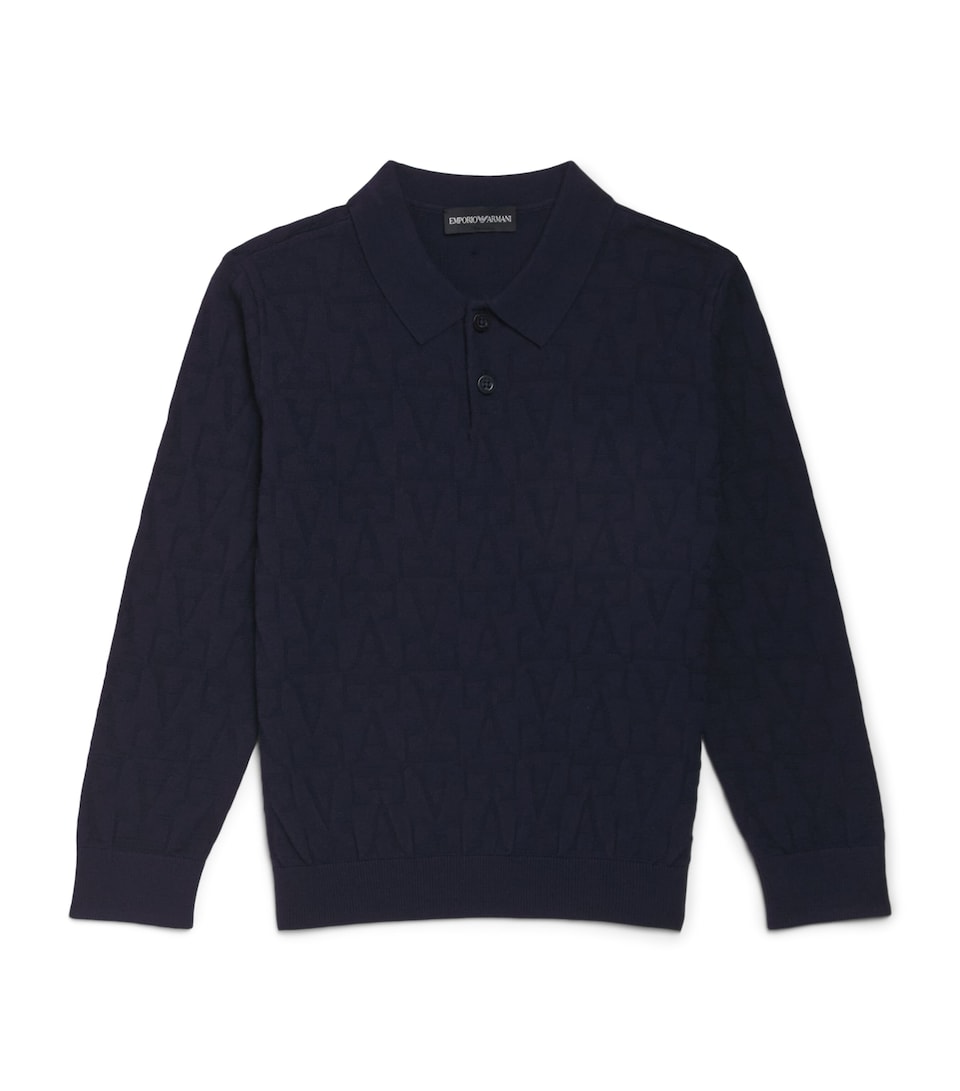 Emporio Armani Kids Jacquard Logo Polo Sweater (4-16 Years) Ico Blu Nv