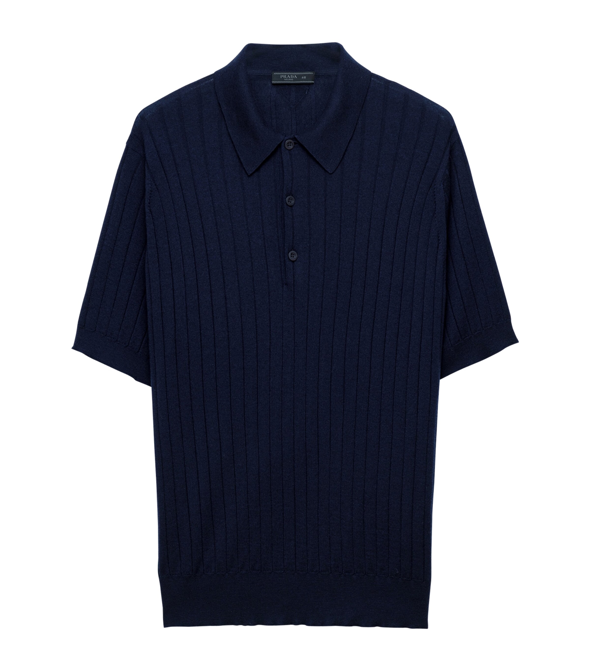 Prada Mens Cashmere-Silk Polo Shirt Blue
