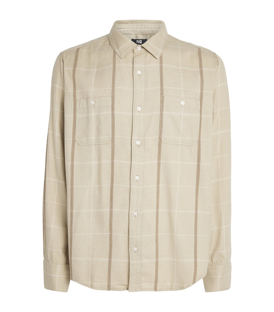 PAIGE Mens Check Everett Shirt Feathered Talc