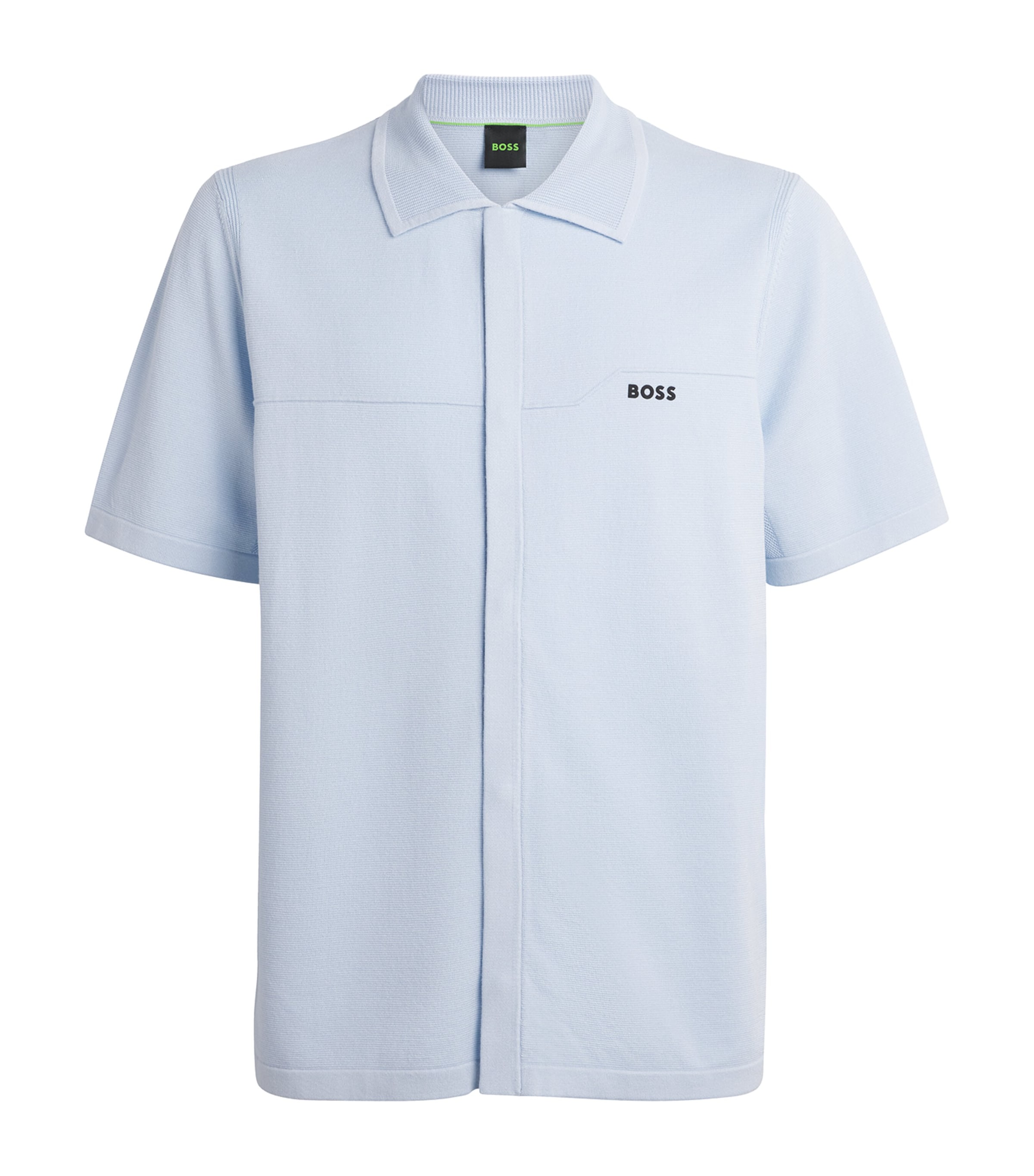 BOSS Mens Logo Short-Sleeve Cardigan Open Blue