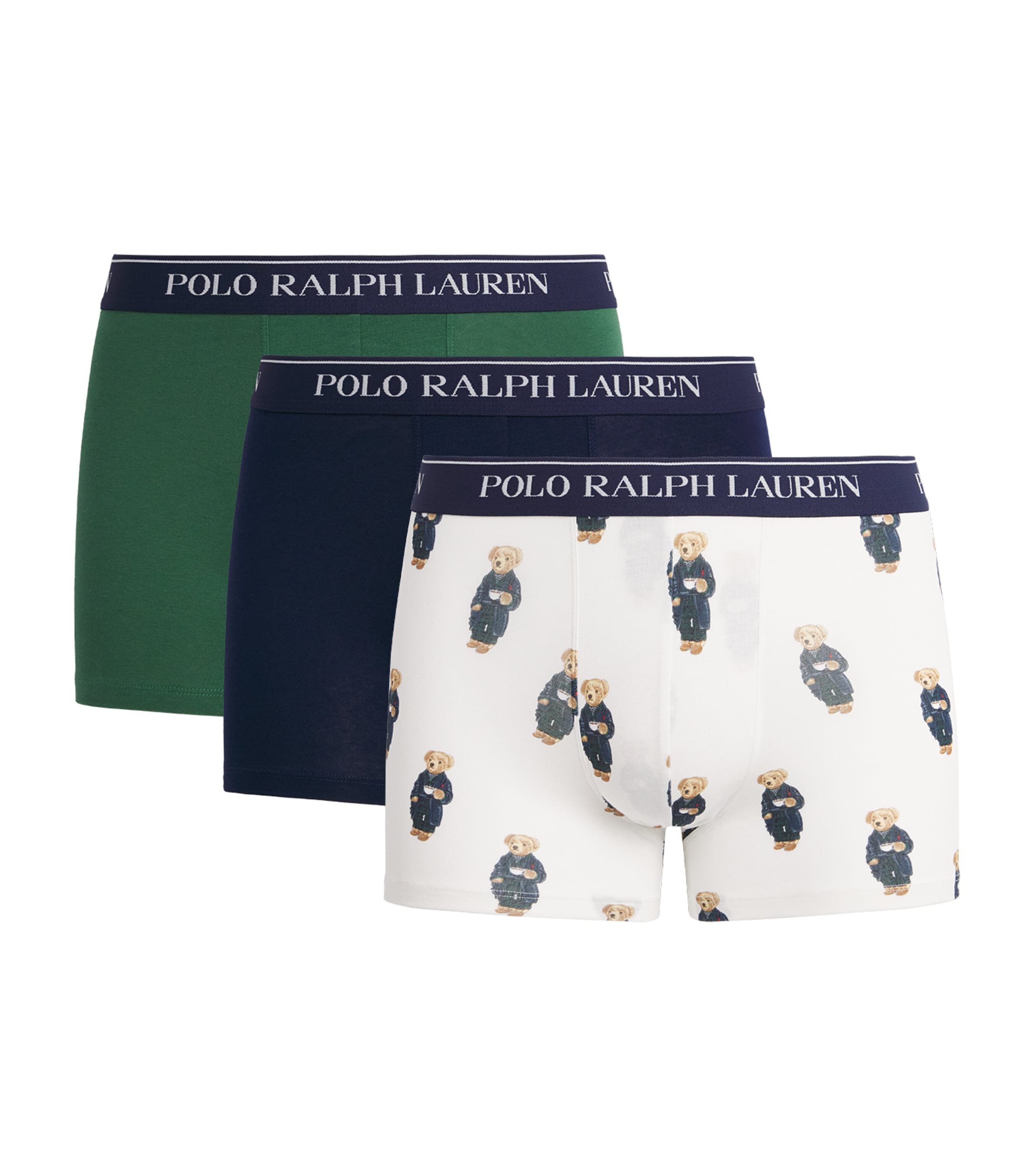Polo Ralph Lauren Mens Stretch-Cotton Classic Trunks (Pack of 3) Npnv/vrngrn/wht Aob