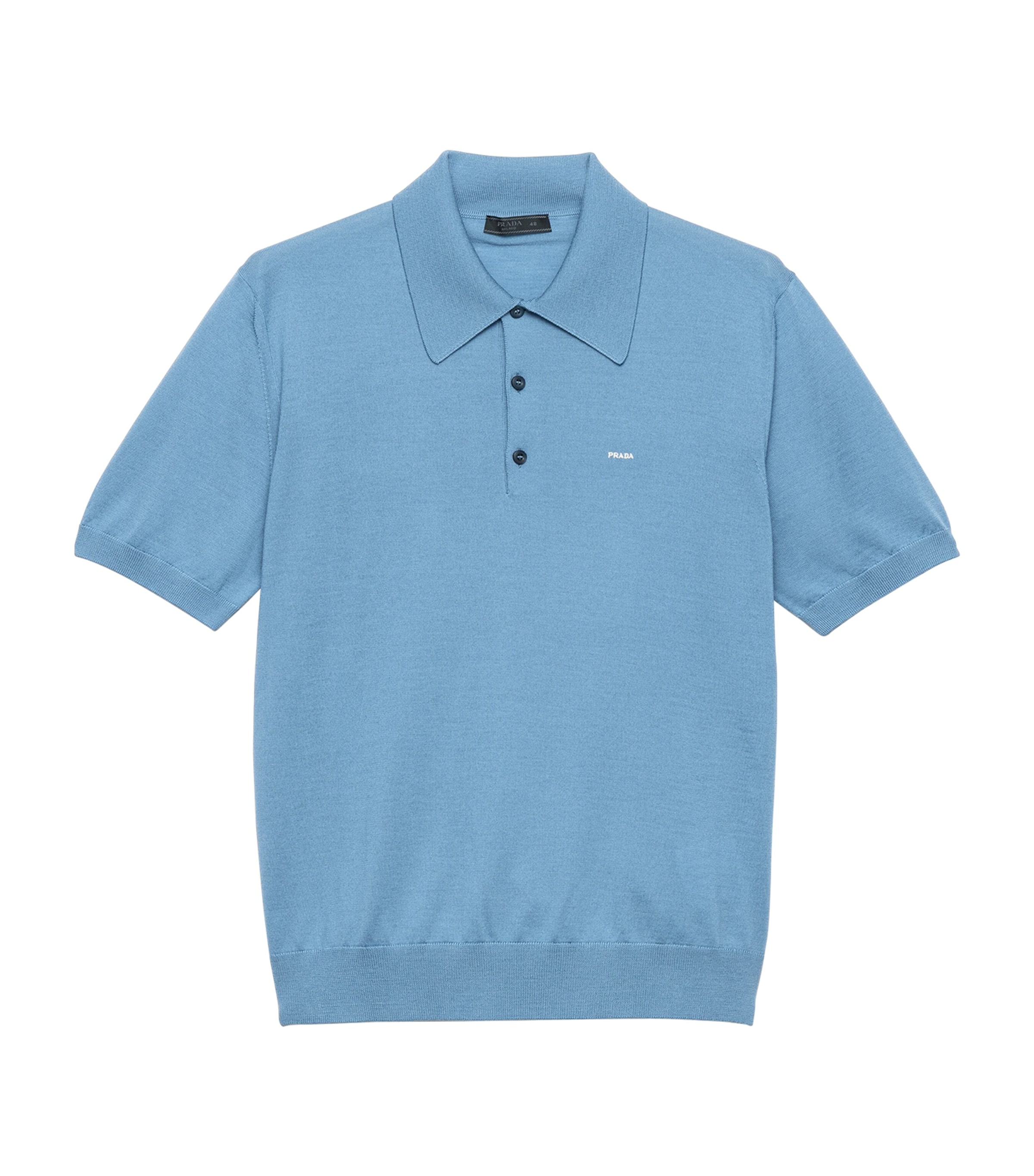 Prada Mens Wool Logo Polo Shirt Blue