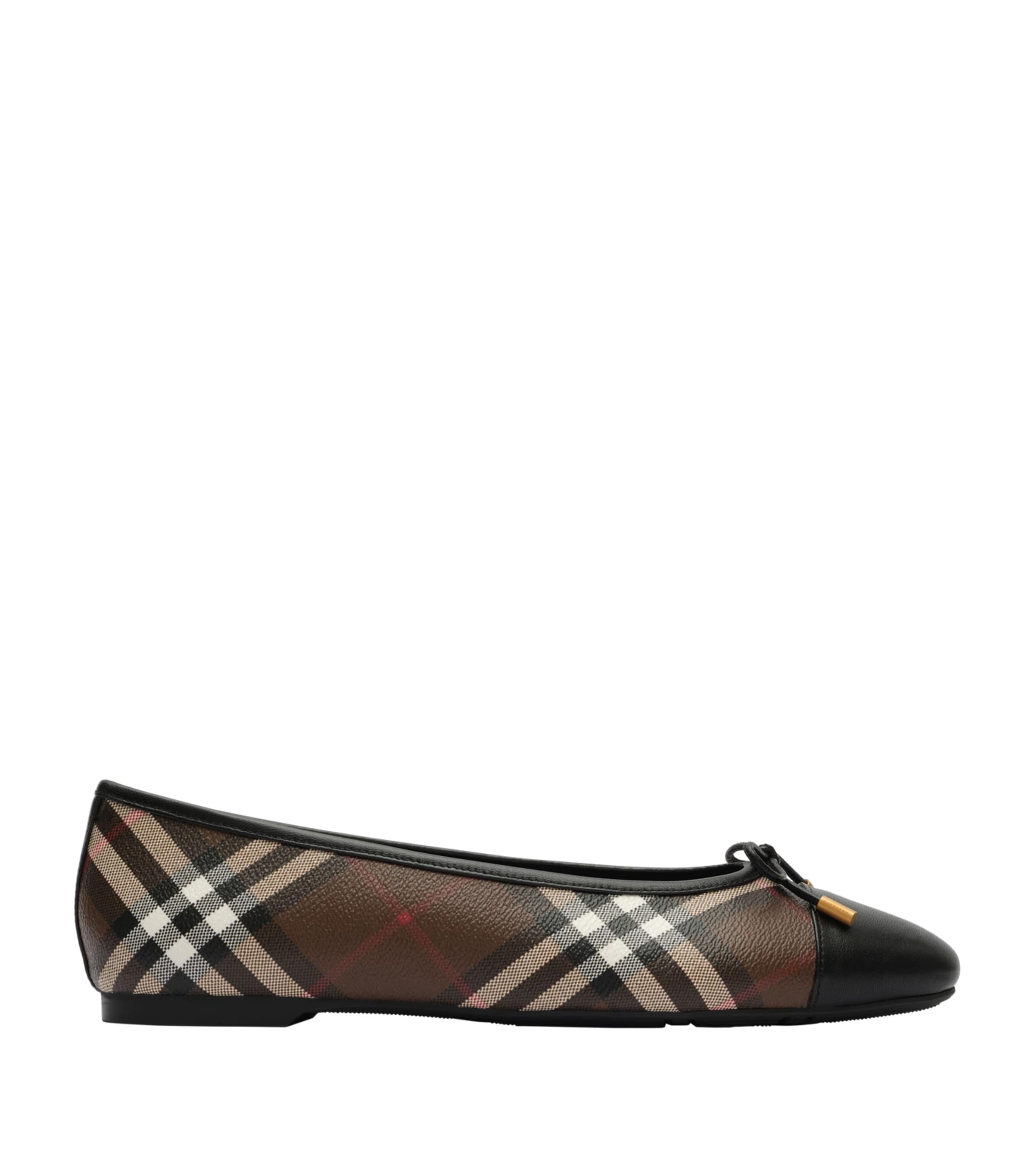 Burberry Check Canvas Highgate Ballet Flats Tobacco Brown Ip Chk