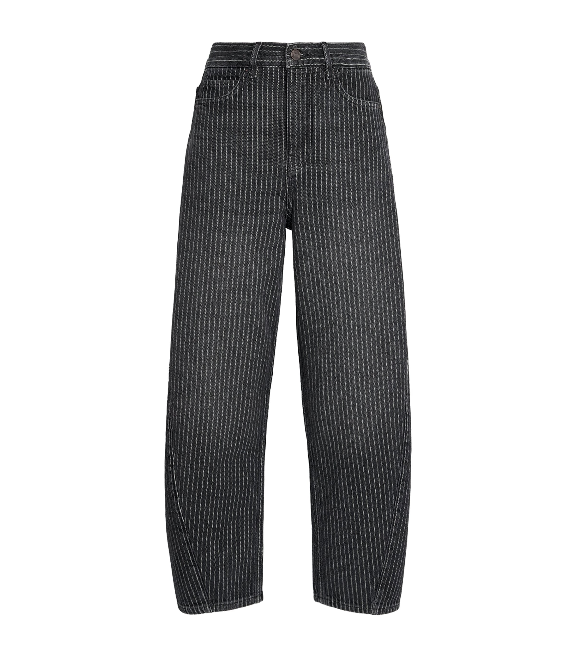 ME+EM Womens Pinstripe Engineered Barrel Jeans Charcoal Wash