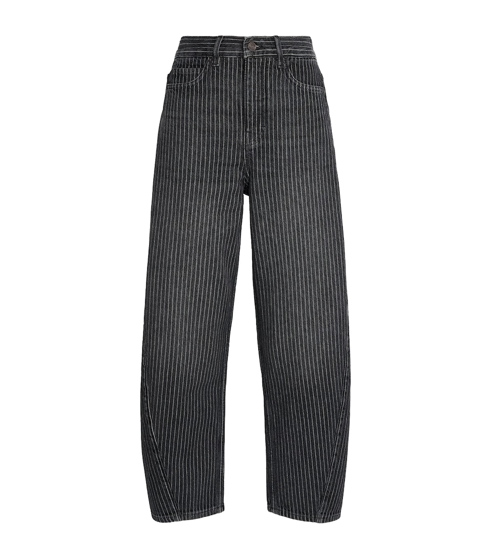 ME+EM Womens Pinstripe Engineered Barrel Jeans Charcoal Wash