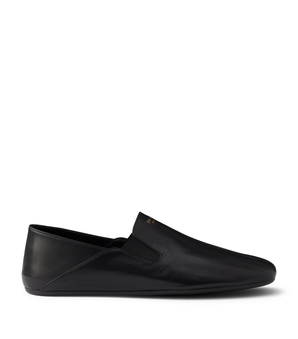 Prada Leather Logo Loafers Black