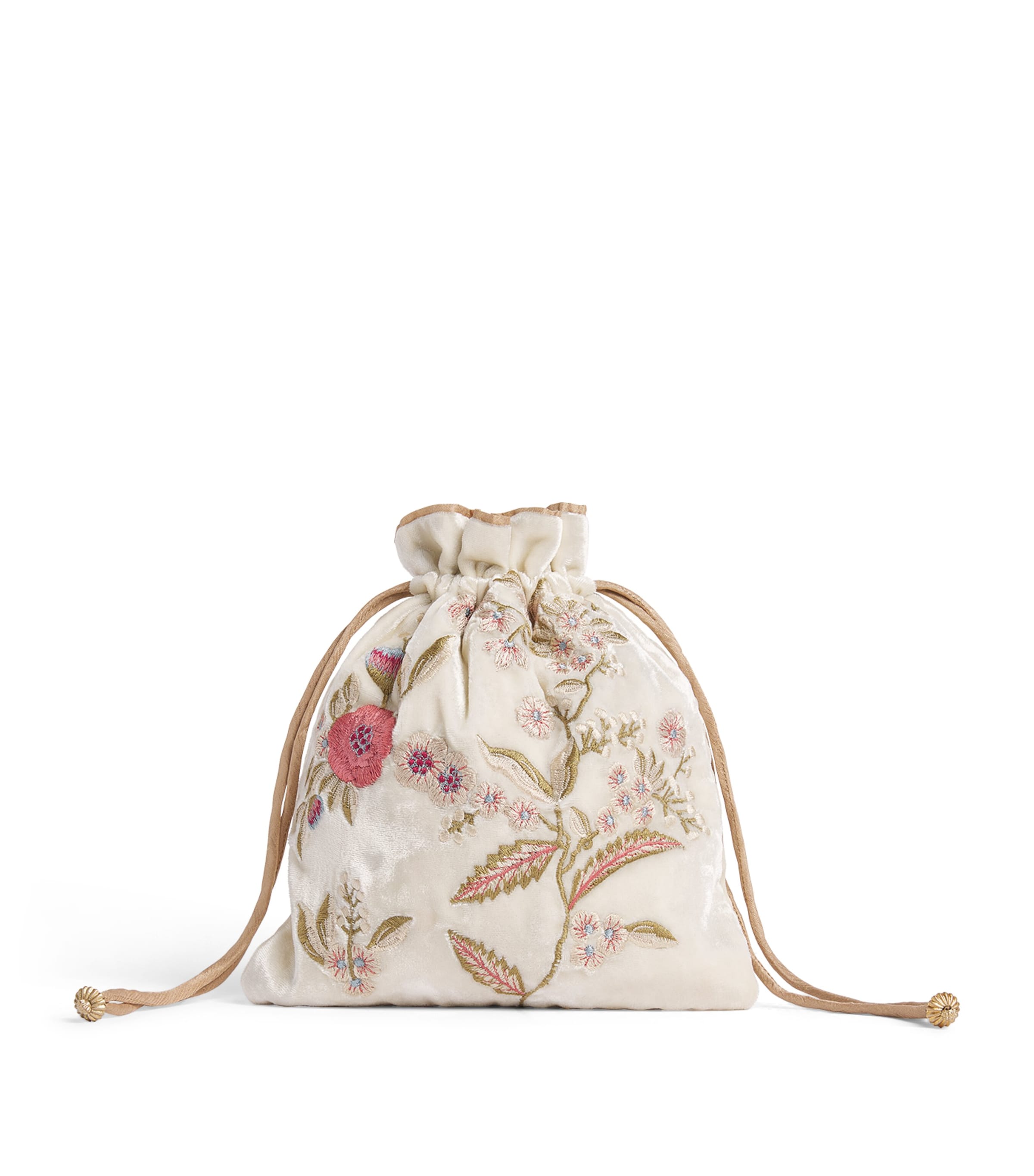 Anke Drechsel Decorative Embroidered String Pouch Ivory