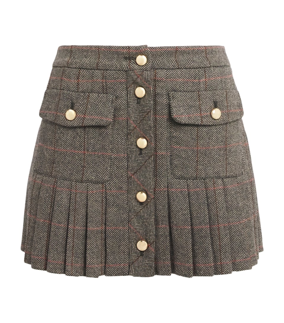 Maje Womens Wool-Blend Mini Skirt Brown
