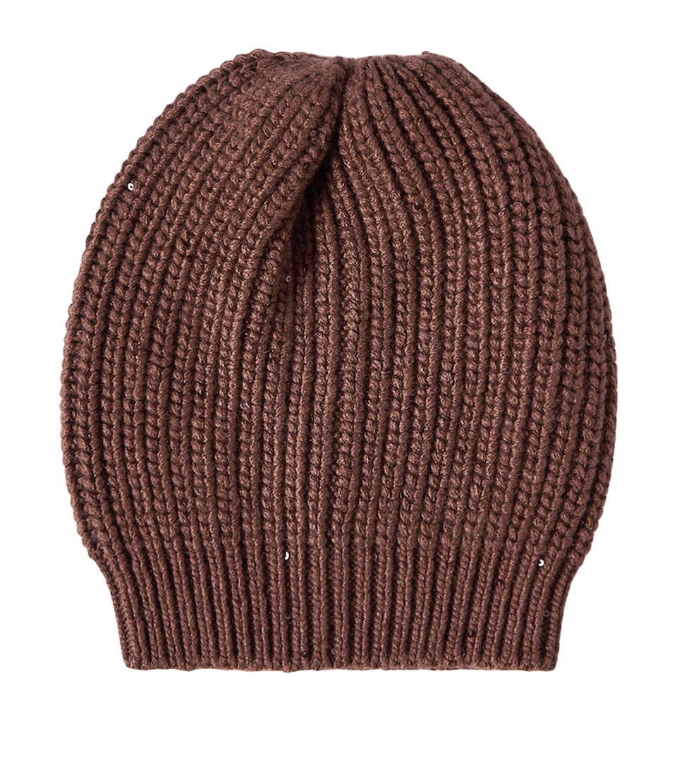 Brunello Cucinelli Silk-Cashmere Embellished Beanie